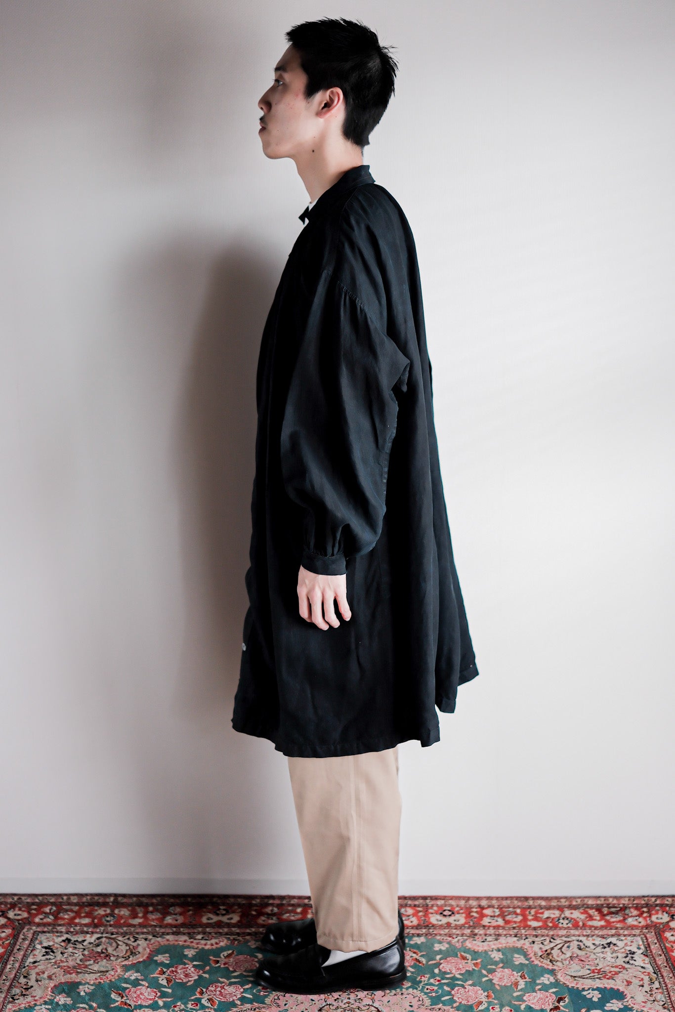 【Early 20th C】French Antique Indigo Linen Smock Open Type "Biaude"