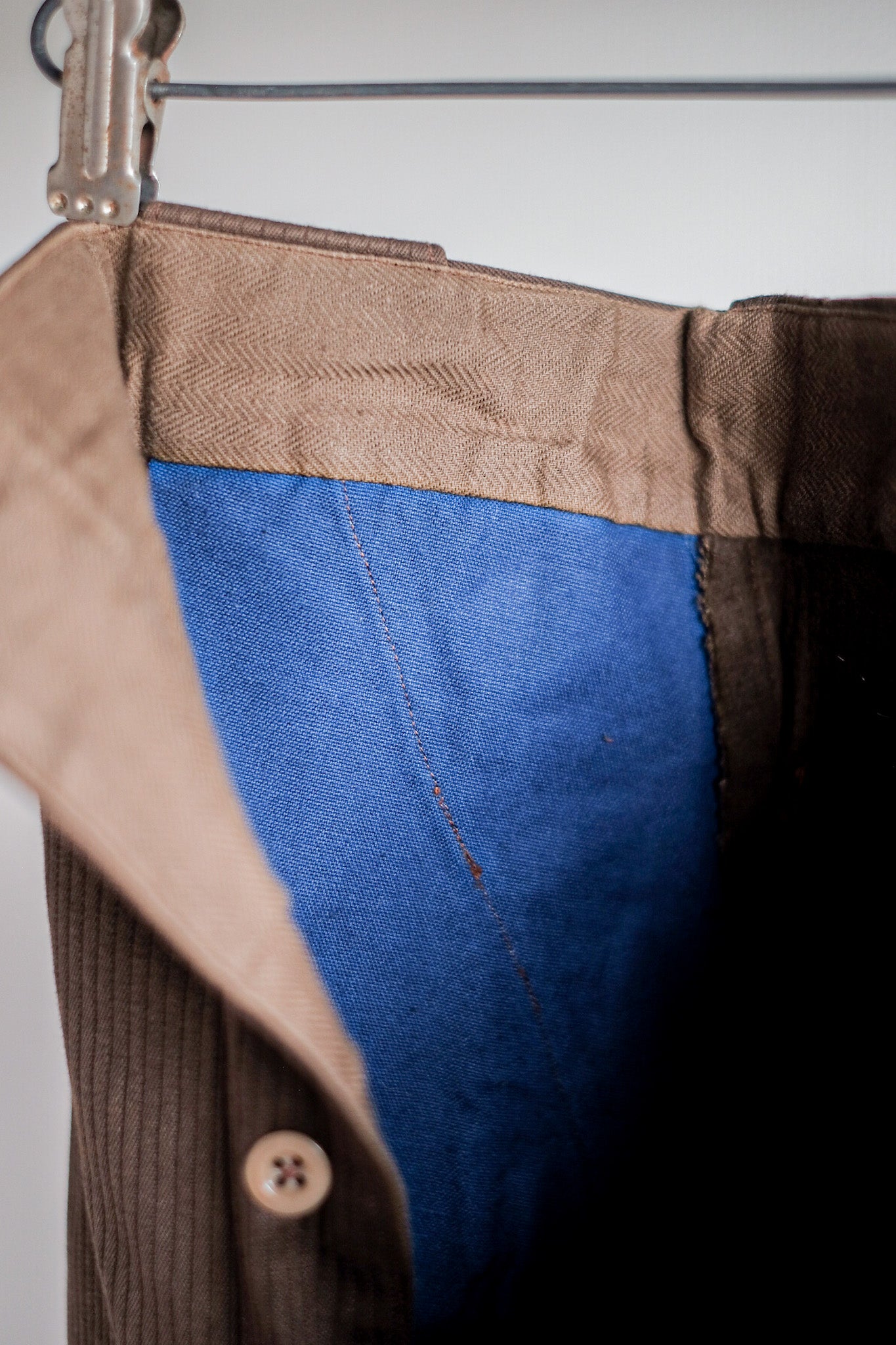 【~50's】French Vintage Brown Cotton Pique Work Pants "Dead Stock"