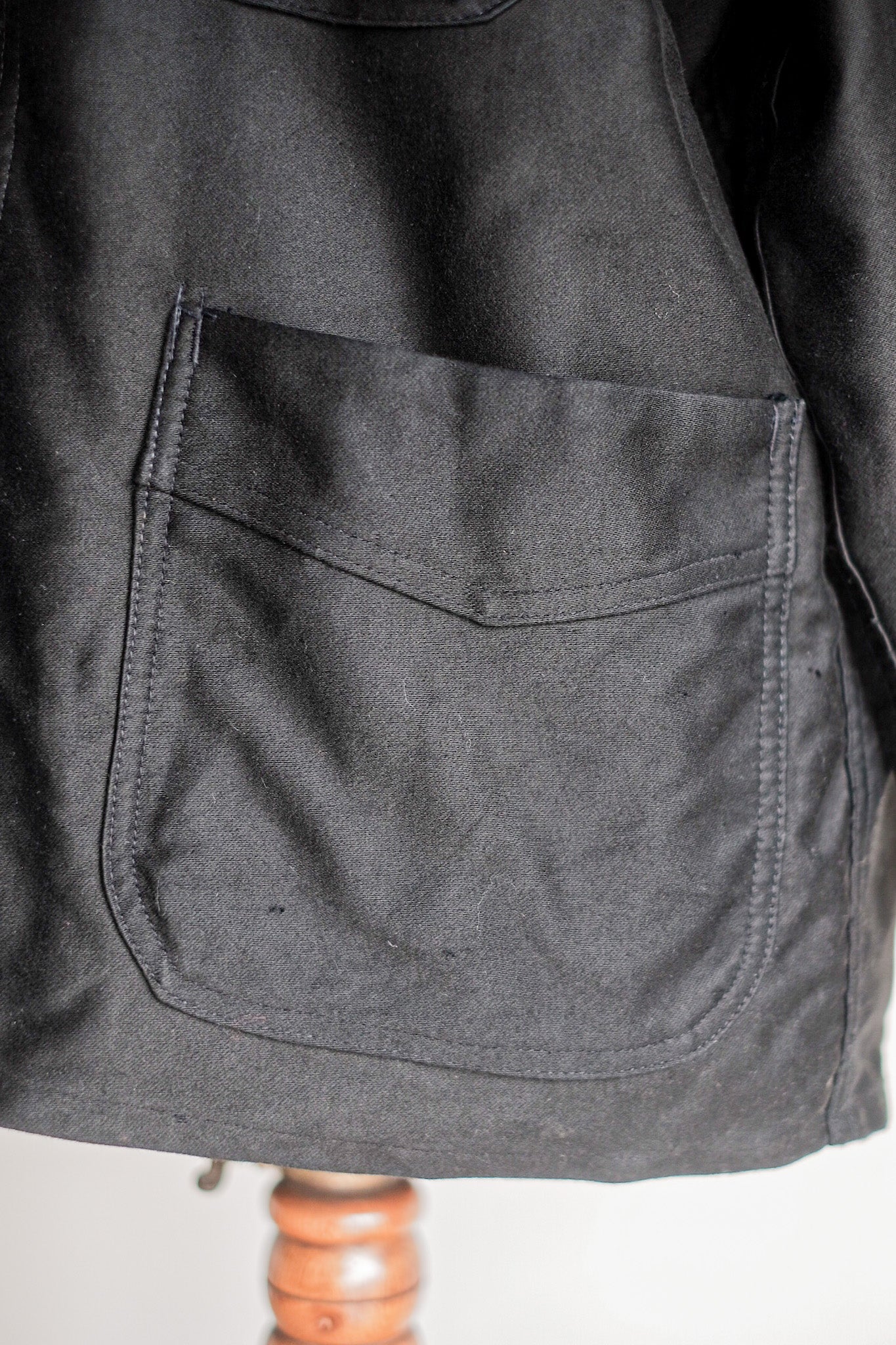 【~50's】French Vintage Black Moleskin Work Jacket "Adolphe Lafont" "Dead Stock"