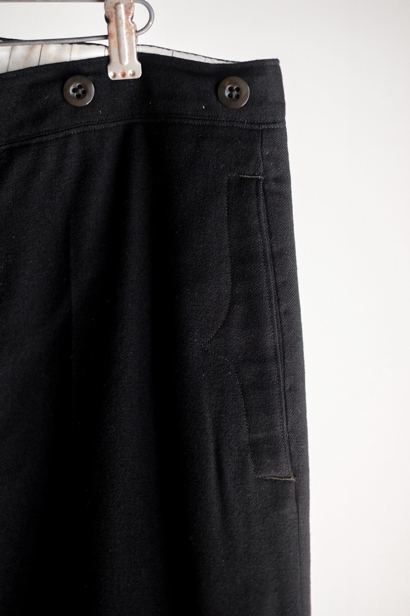 【~40's】German Vintage Black Wool Trousers