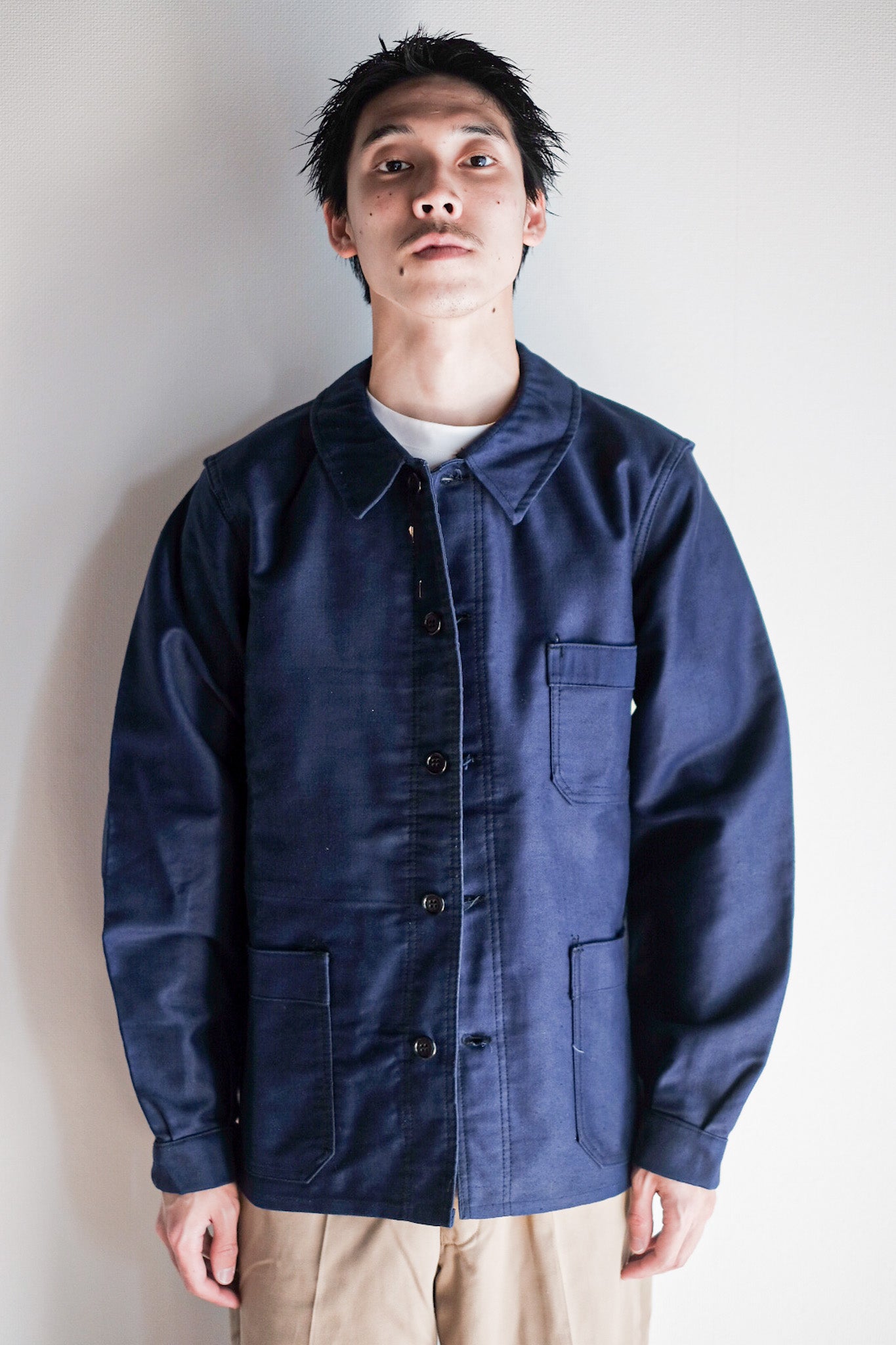 【~40's】French Vintage Blue Moleskin Work Jacket "Dead Stock"