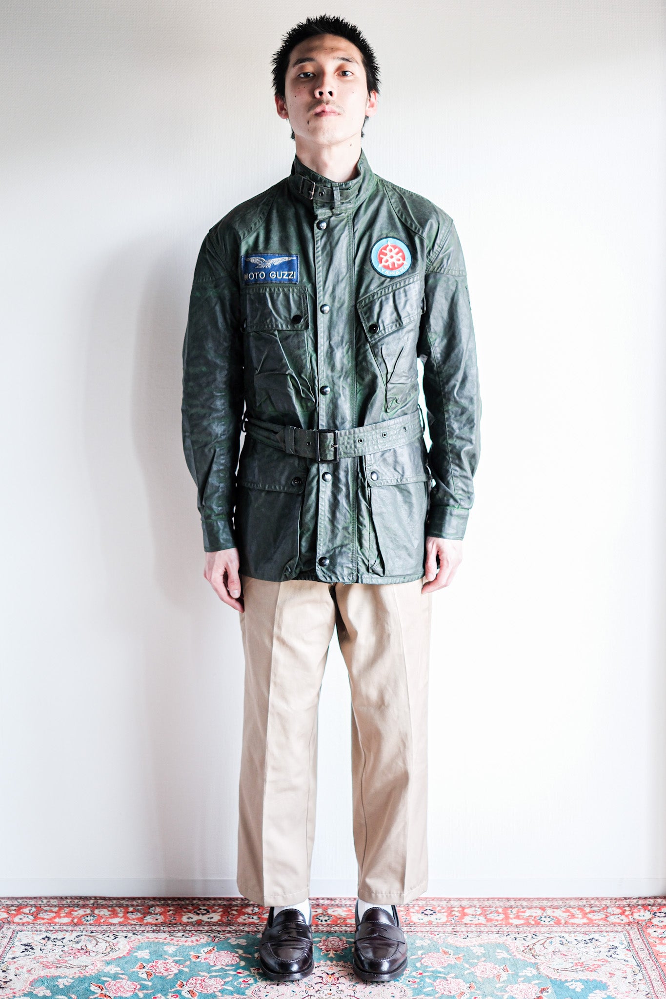 【~60's】Vintage Belstaff Green Waxed Jacket With Patches Size.36 “TRIALMASTER"