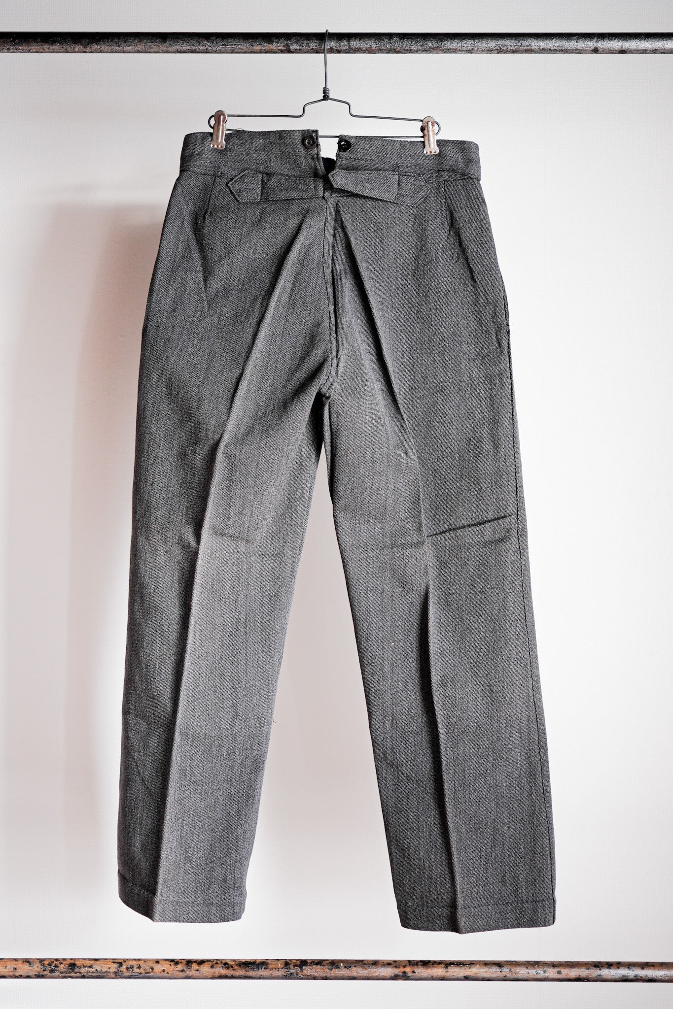 【~30's】French Vintage Salt & Pepper Cotton Twill Work Pants "Dead Stock"