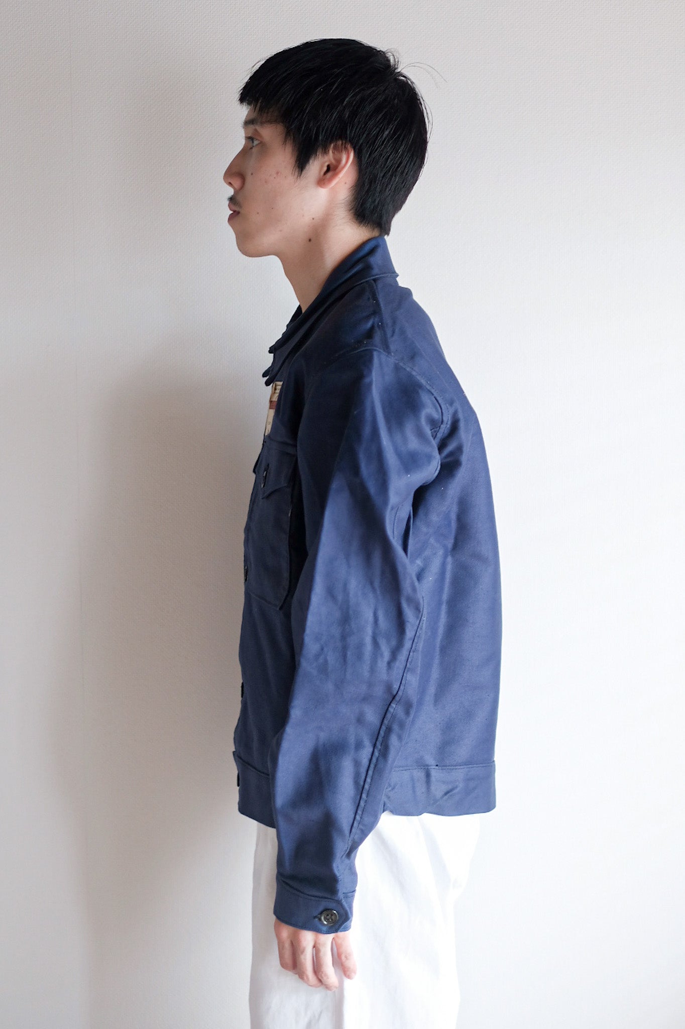 【~40's】French Vintage Blue Moleskin Cyclist Jacket "Dead Stock"