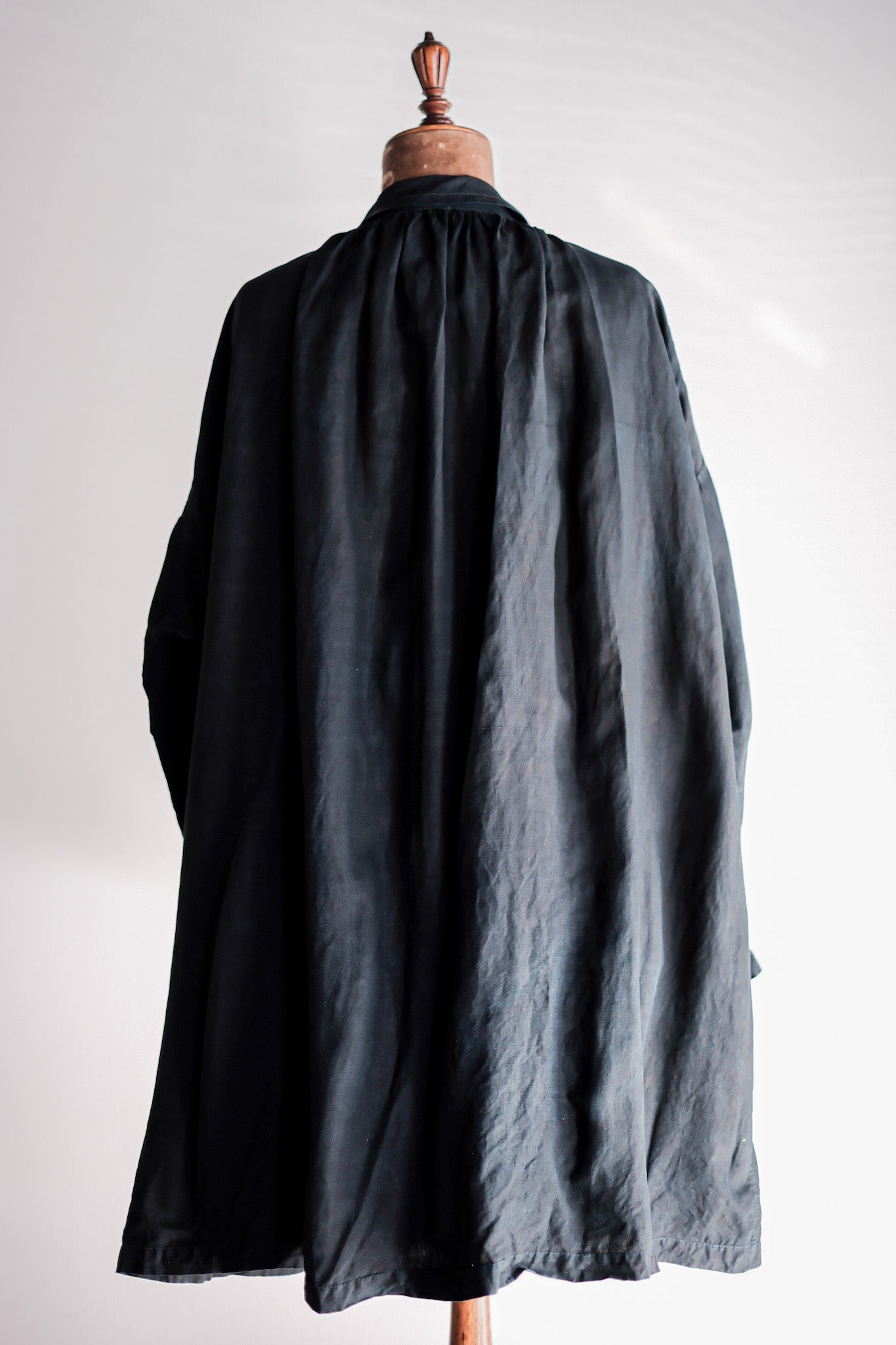 【Early 20th C】French Antique Indigo Linen Smock Open Type "Biaude"