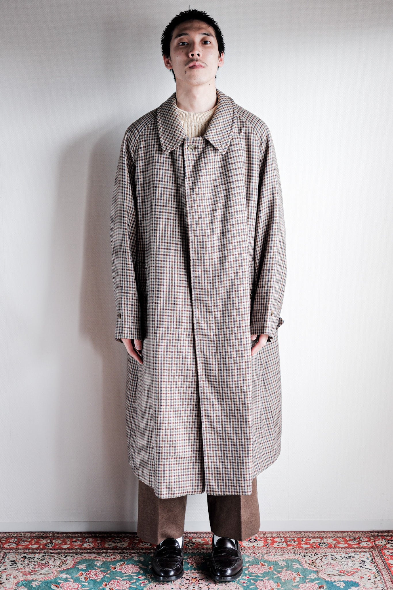 【~80's】Vintage Burberry's Single Raglan Wool Balmacaan Coat Size.56REG