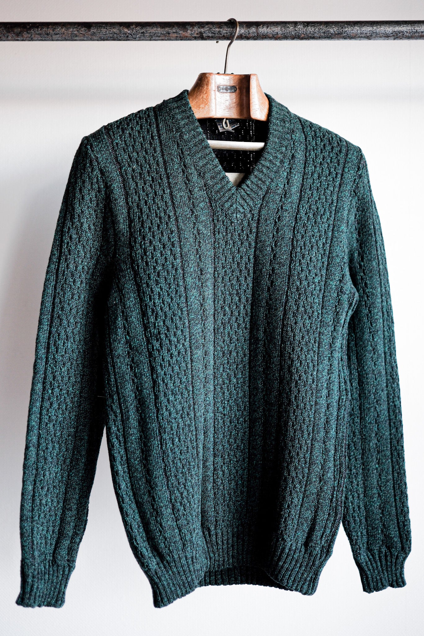 【~60's】French Vintage V-neck Wool Sweater "Dead Stock"
