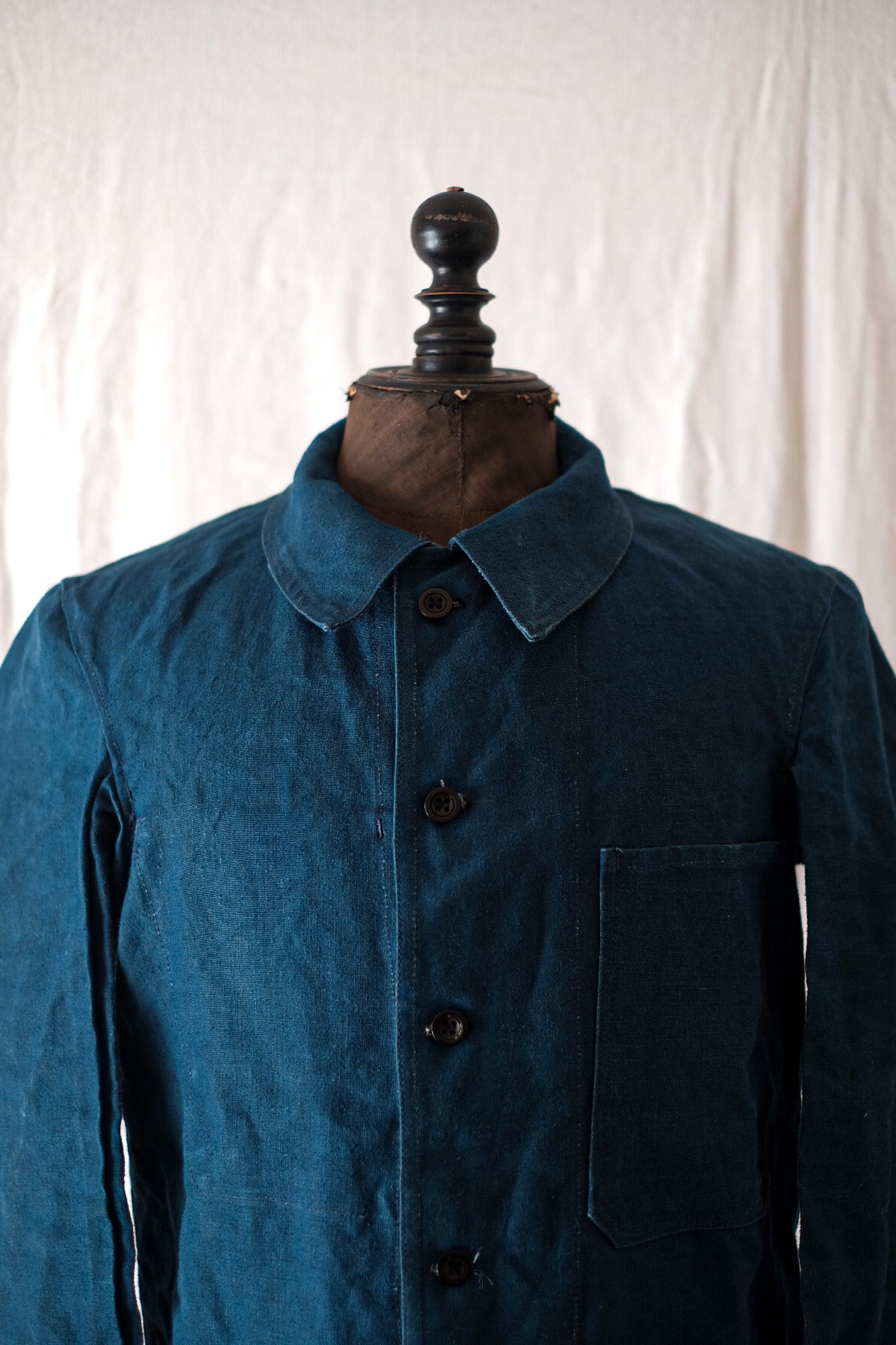 【~30's】French Vintage Indigo Linen Work Jacket