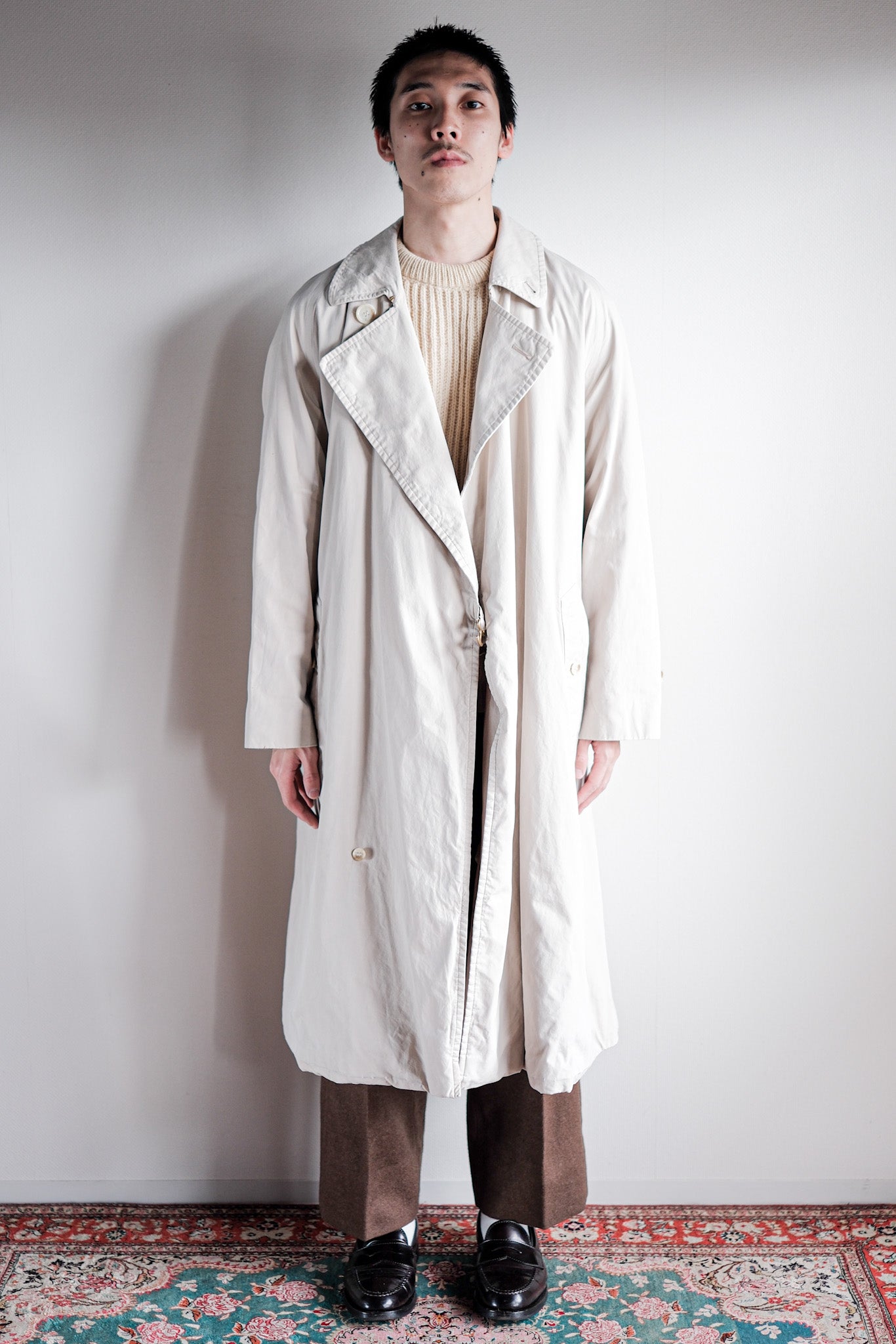 【~80's】Vintage Burberry's Single Raglan Tielocken Coat C100 Size.46REG