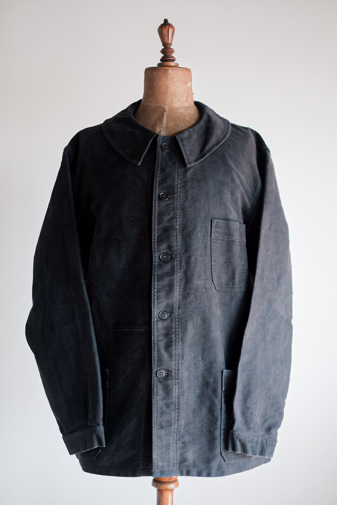 【~50's】French Vintage Black Moleskin Work Jacket