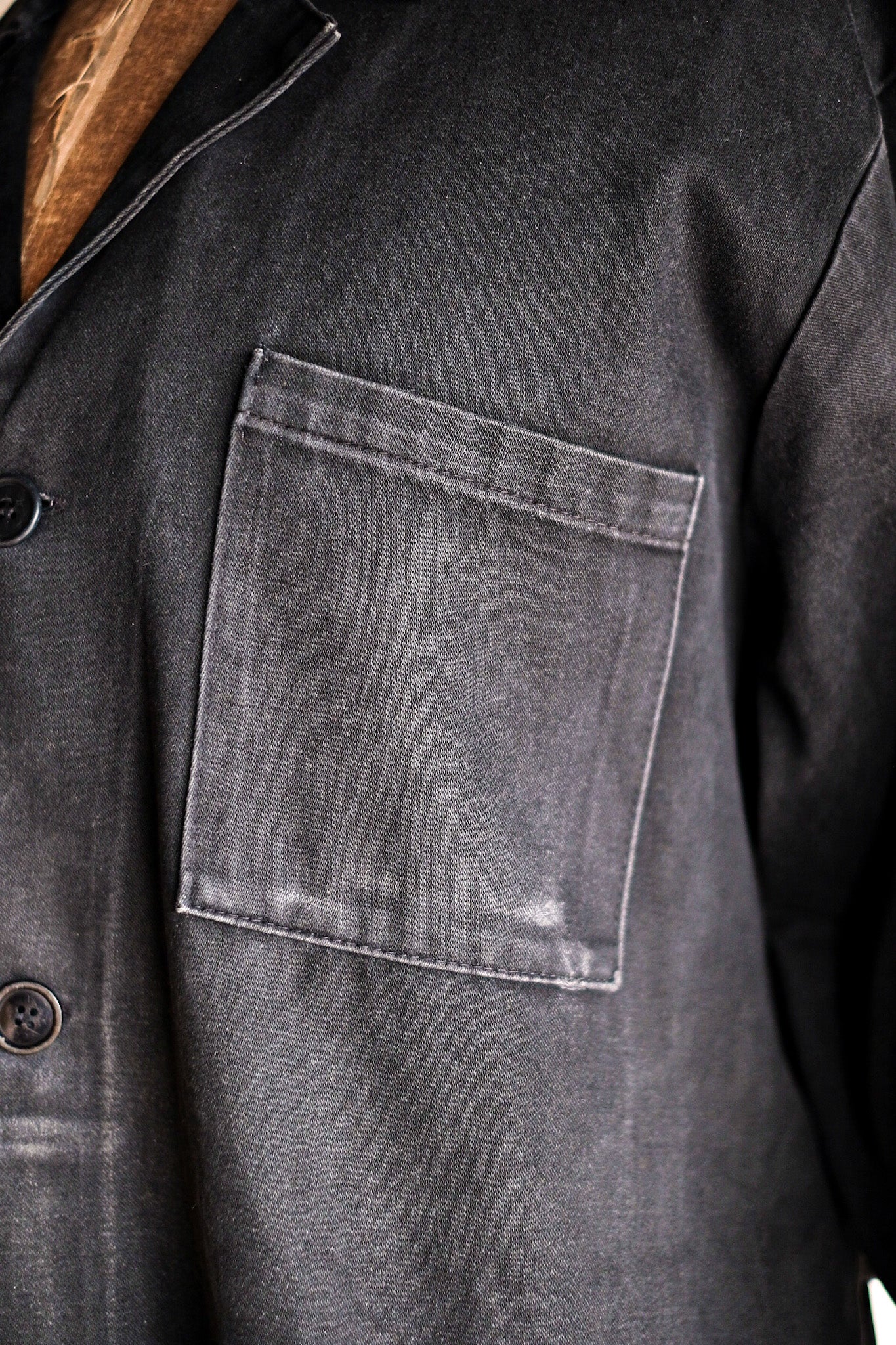 【~50's】French Vintage Black Moleskin Work Coat