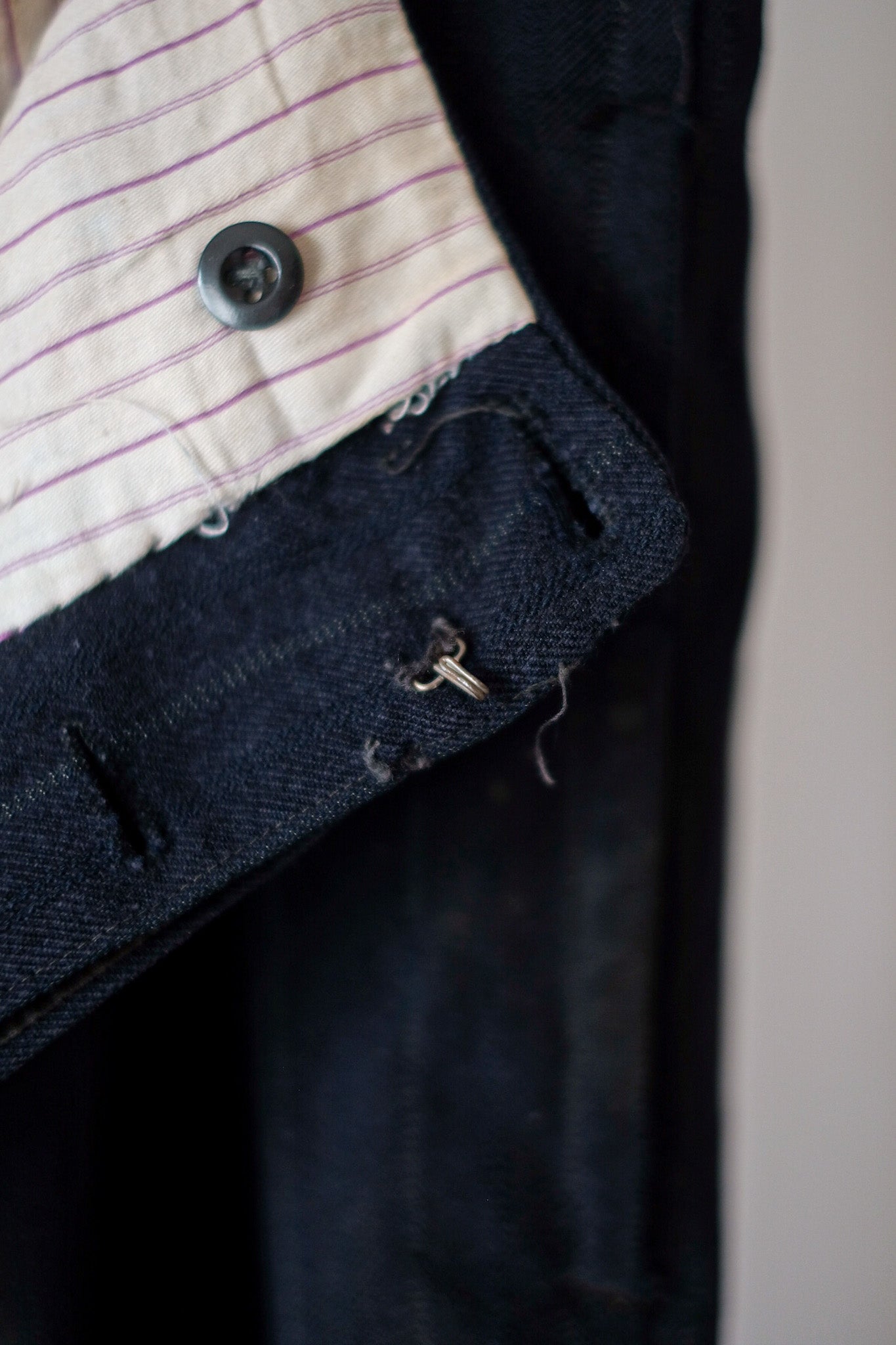 【~40's】French Vintage Navy Wool Striped Work Pant