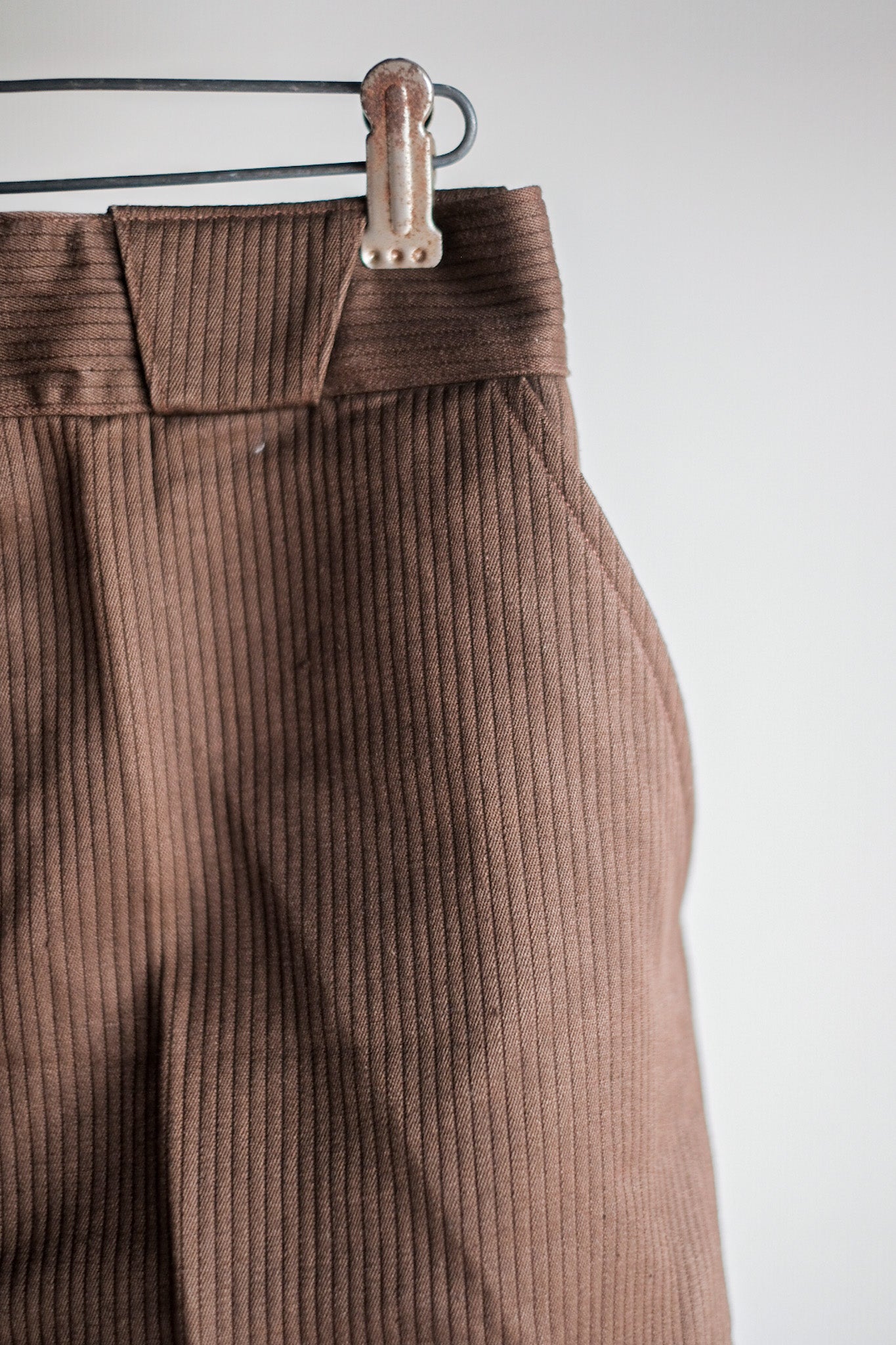 【~50's】French Vintage Brown Cotton Pique Work Pants "Dead Stock"