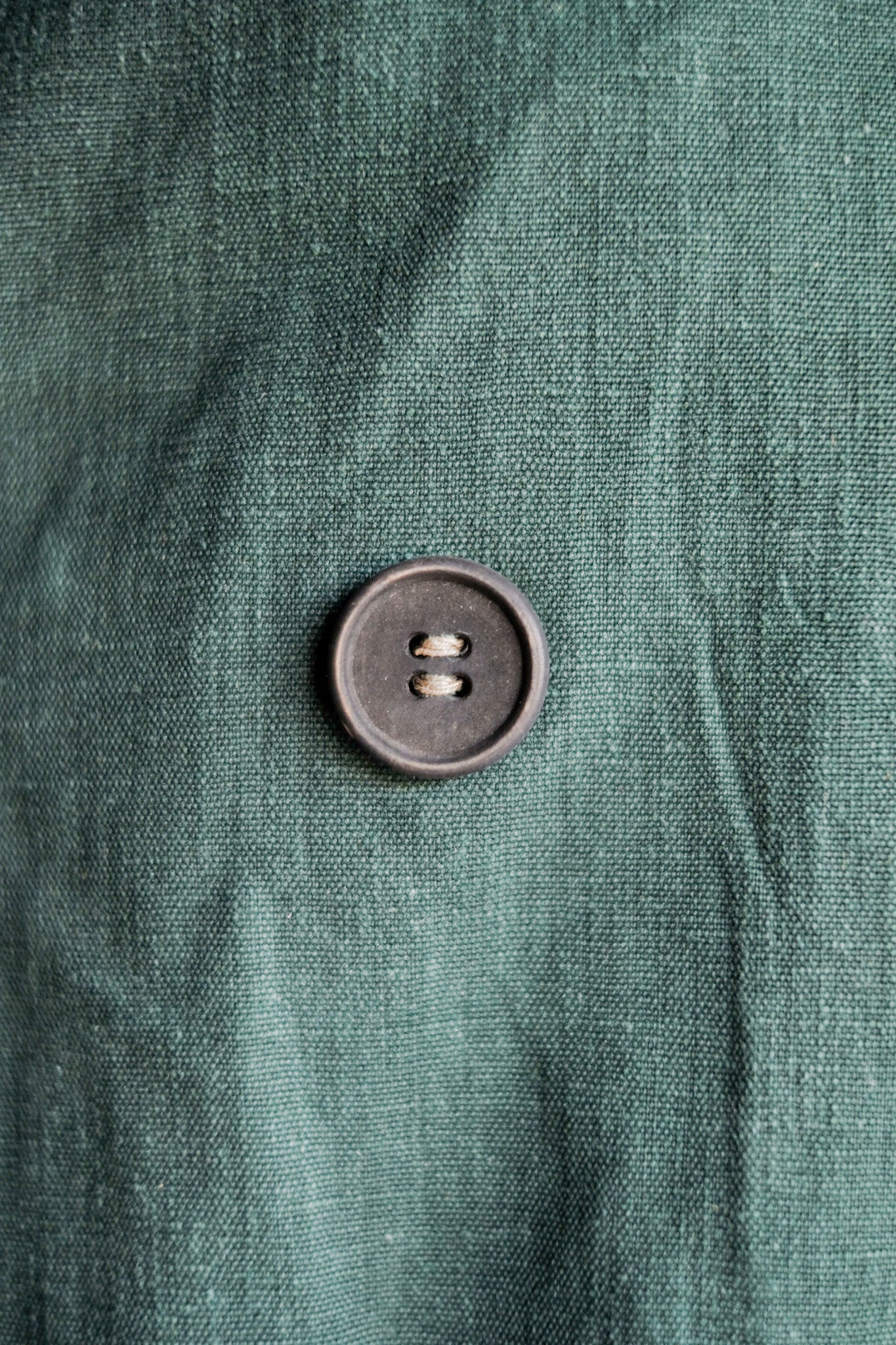 【~40's】French Army Double Breasted Green Linen Canvas Jacket
