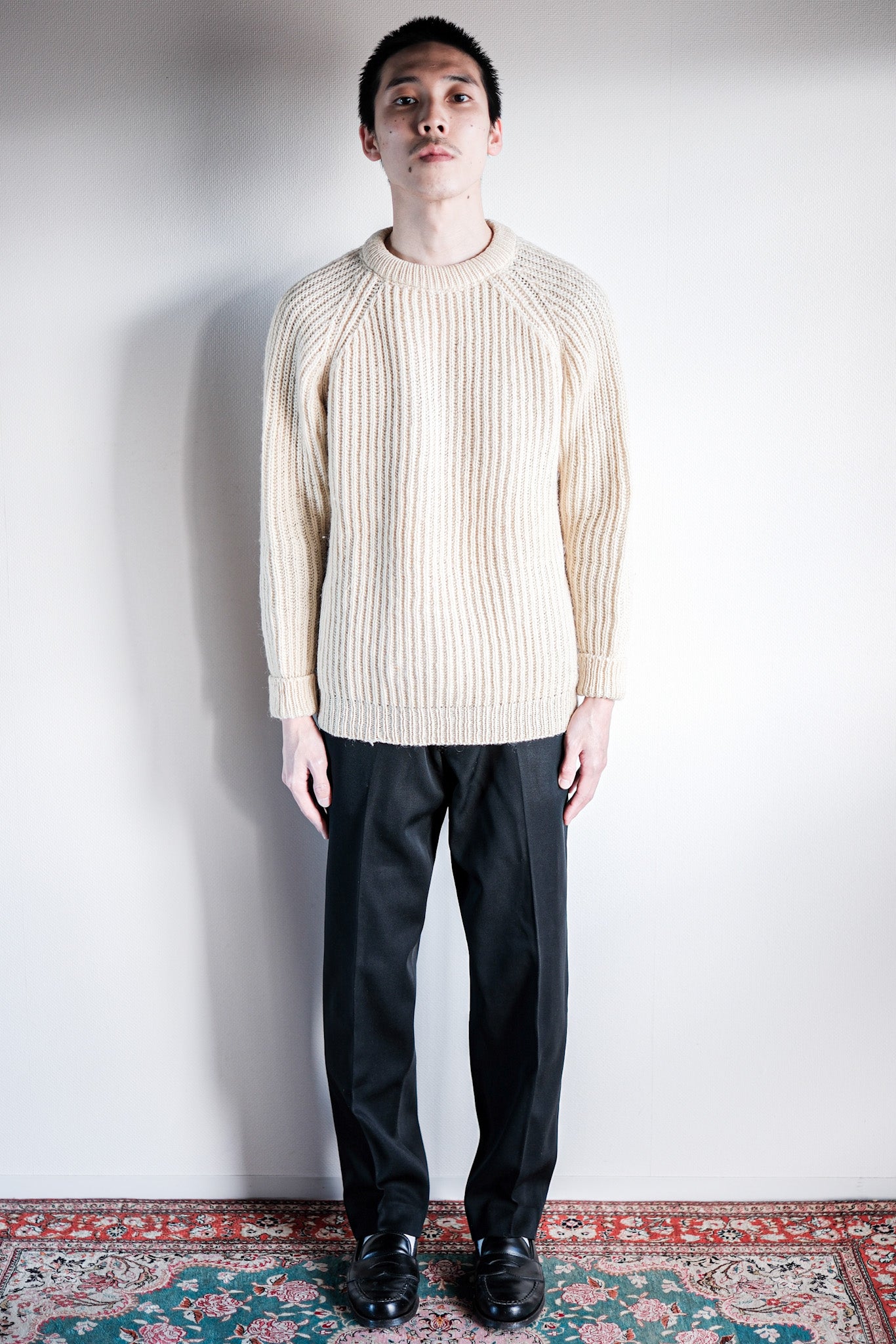 【~40's】French Vintage Black Wool Trousers