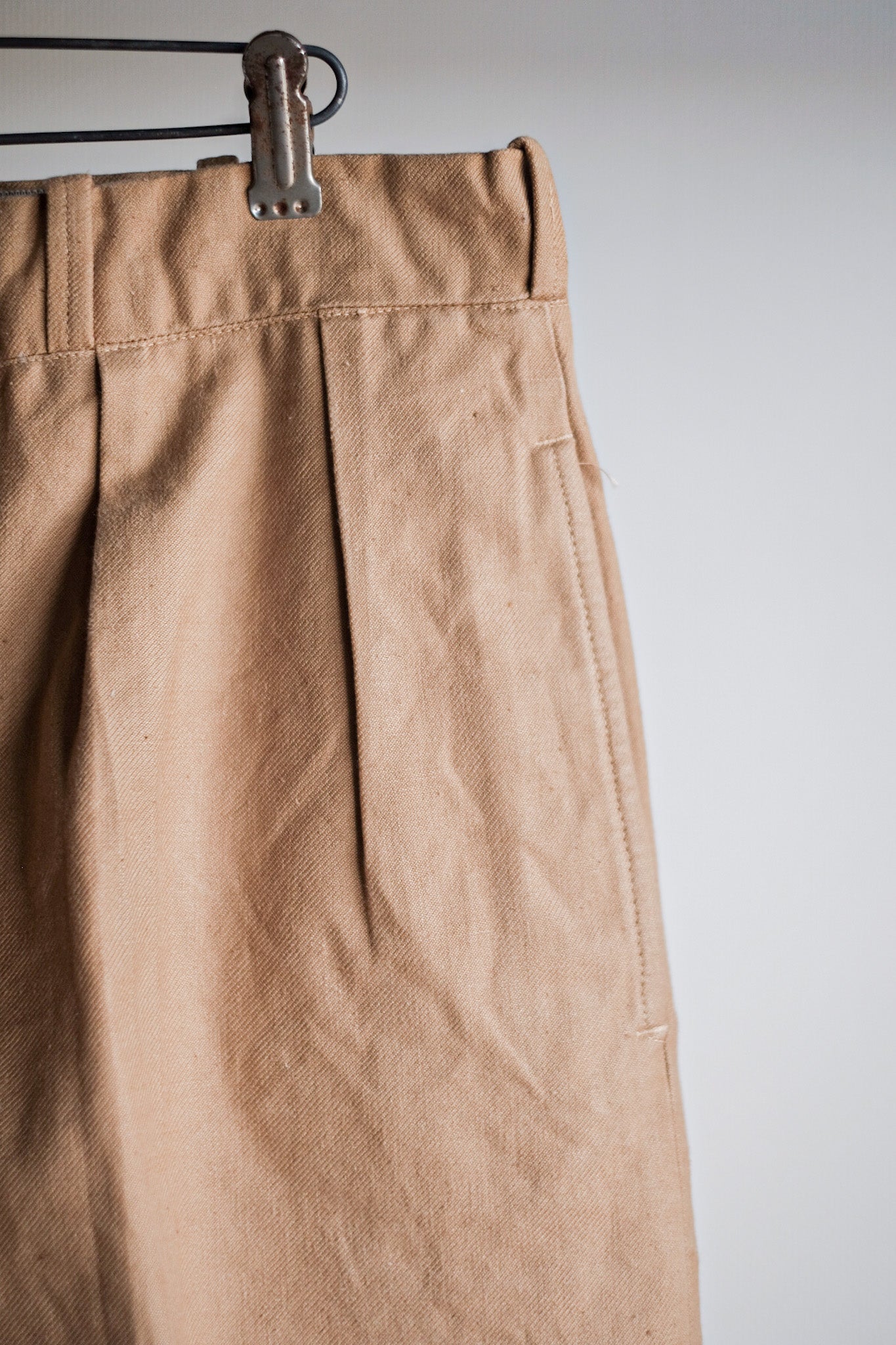 【~50's】French Vintage Cotton Linen Chino Trousers "Garally Lafayette" "Dead Stock"
