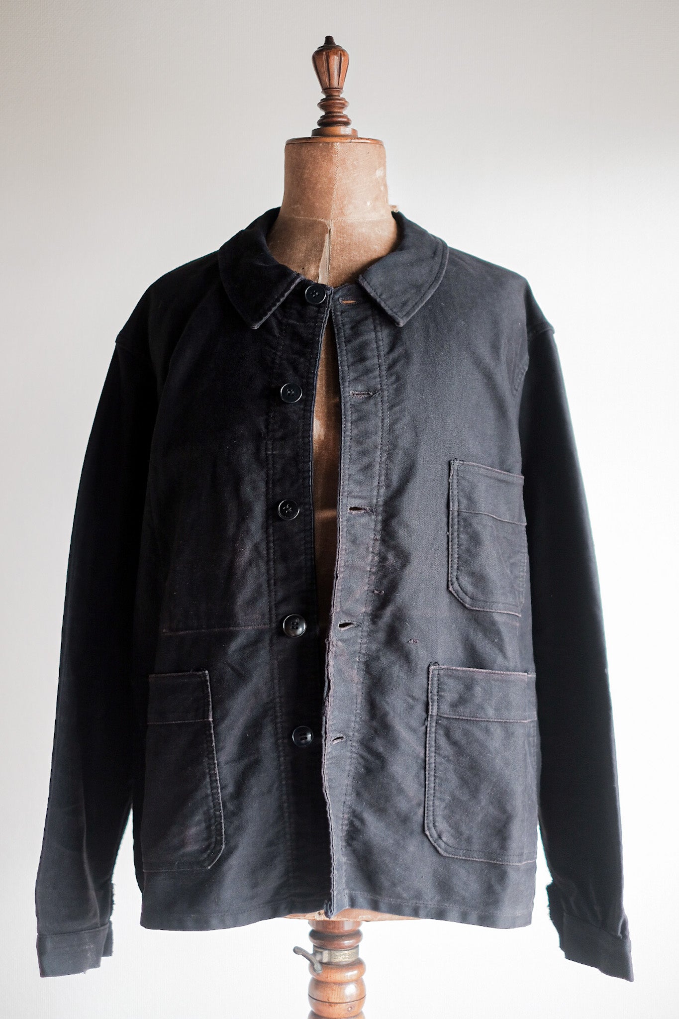 【~60's】French Vintage Black Moleskin Work Jacket