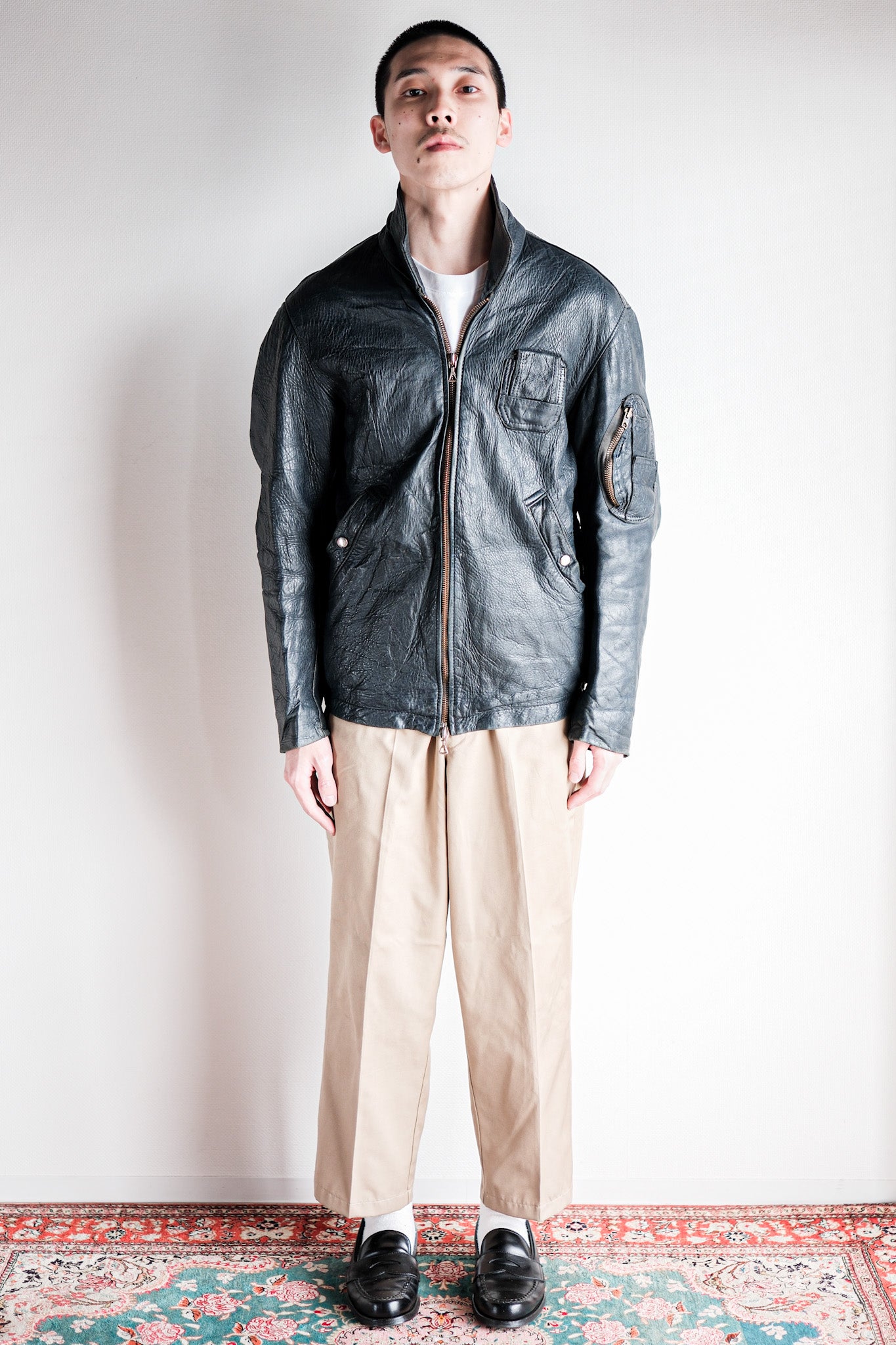 【~70's】French Air Force Pilot Leather Jacket