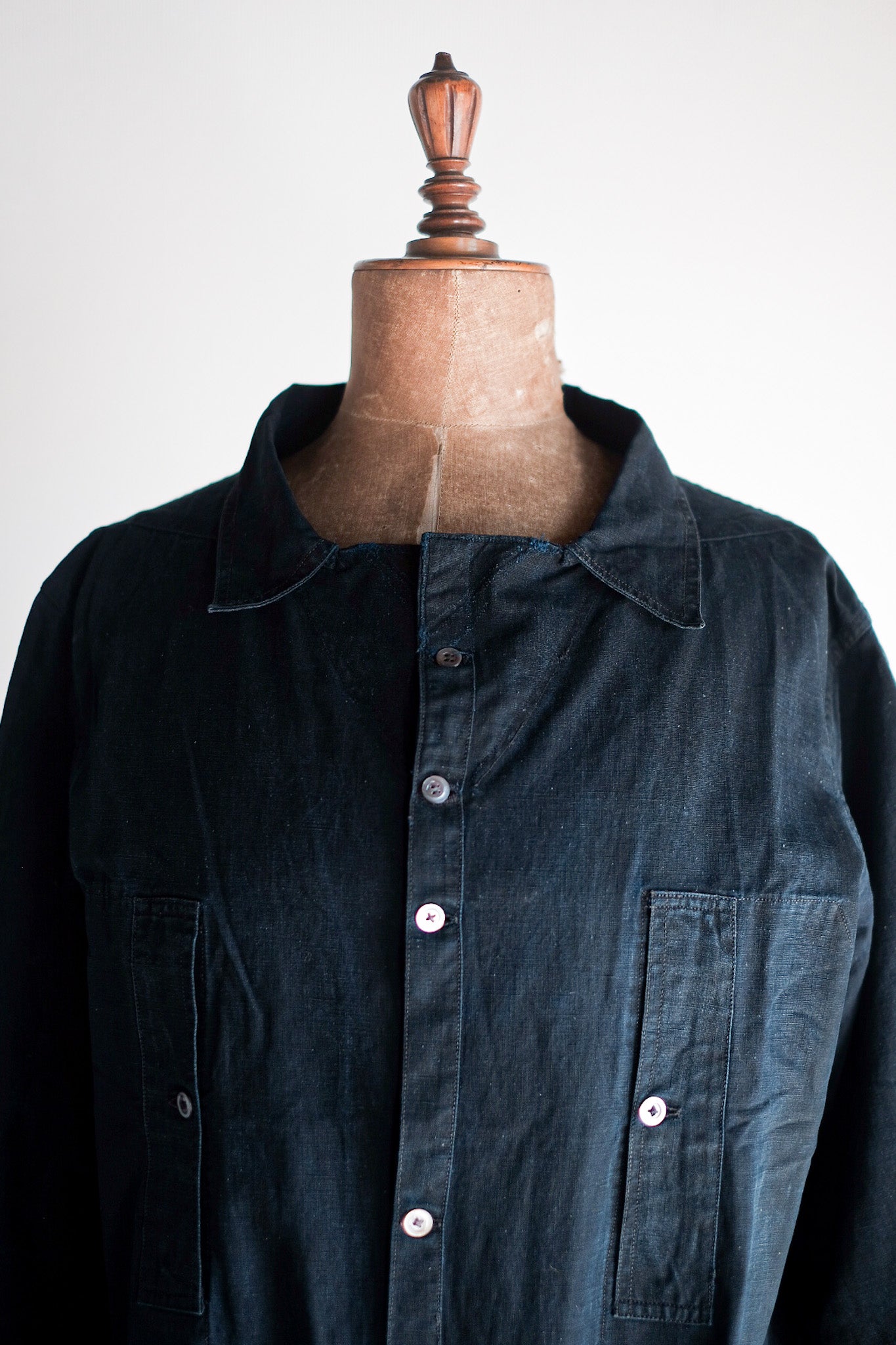 【Early 20th C】French Antique Indigo Metis Smock Open Type "Biaude"