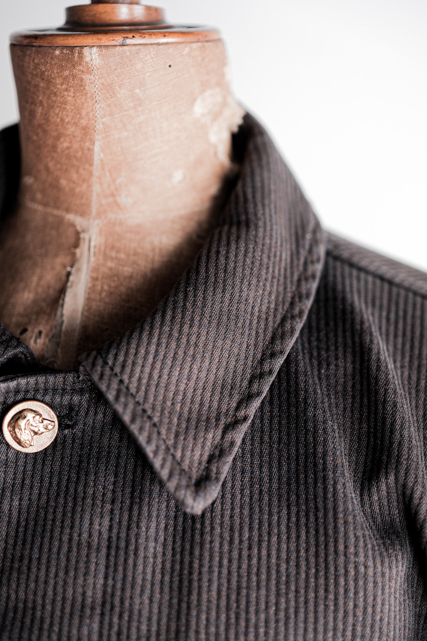 【~50's】French Vintage Brown Cotton Pique Hunting Jacket