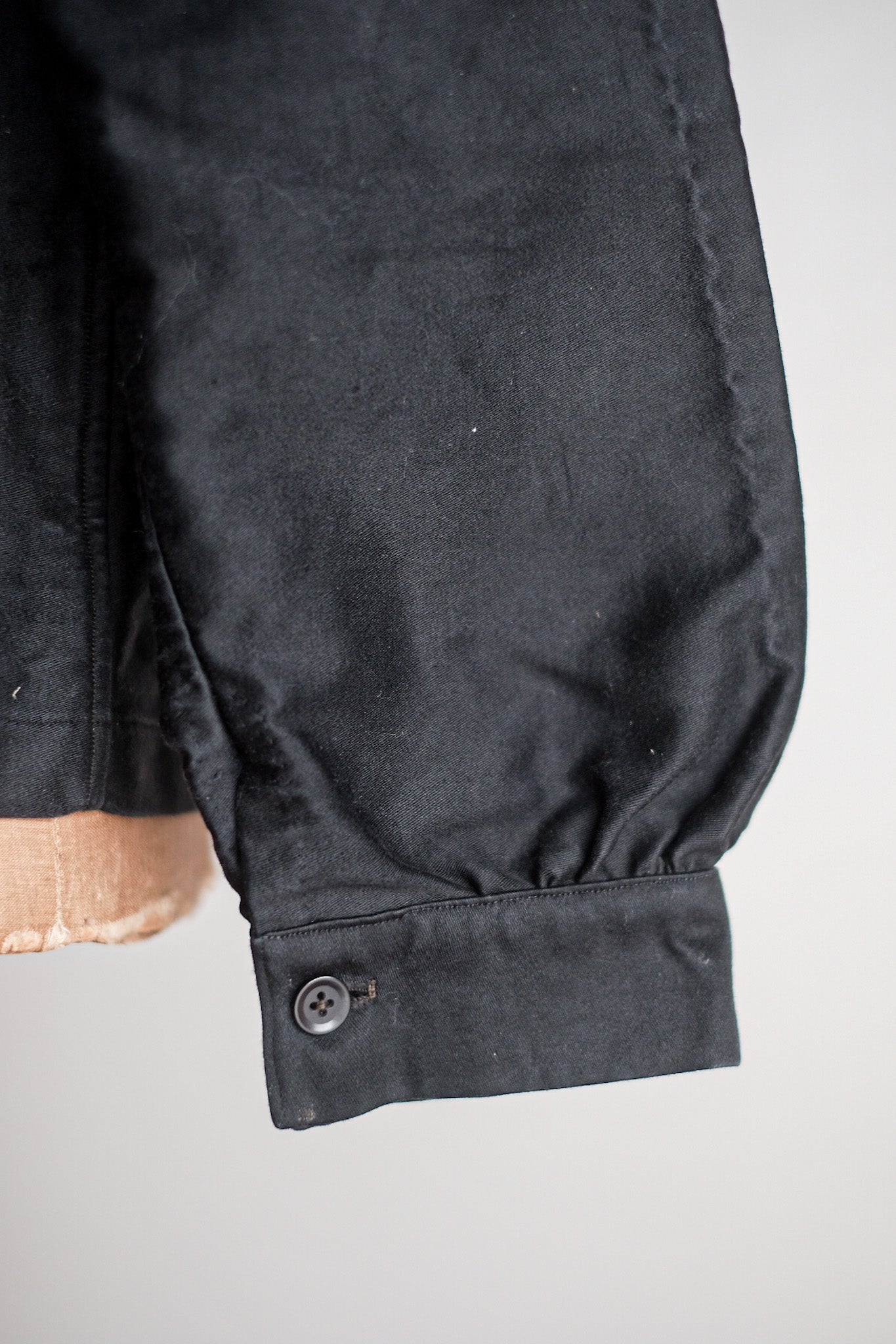 【~20's】French Vintage Black Moleskin Work Jacket "6 Buttons" "Dead Stock"