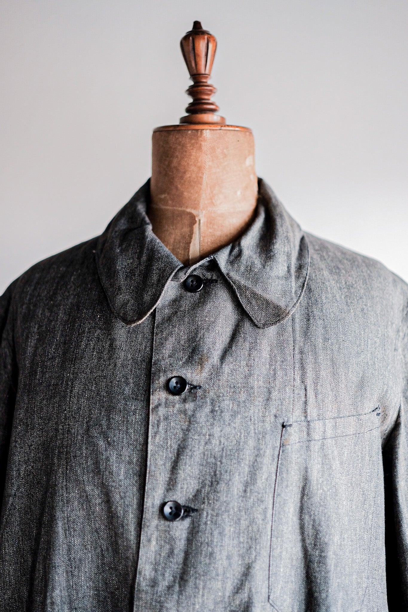 【~40's】French Vintage Black Chambray Atelier Coat “Dead Stock”