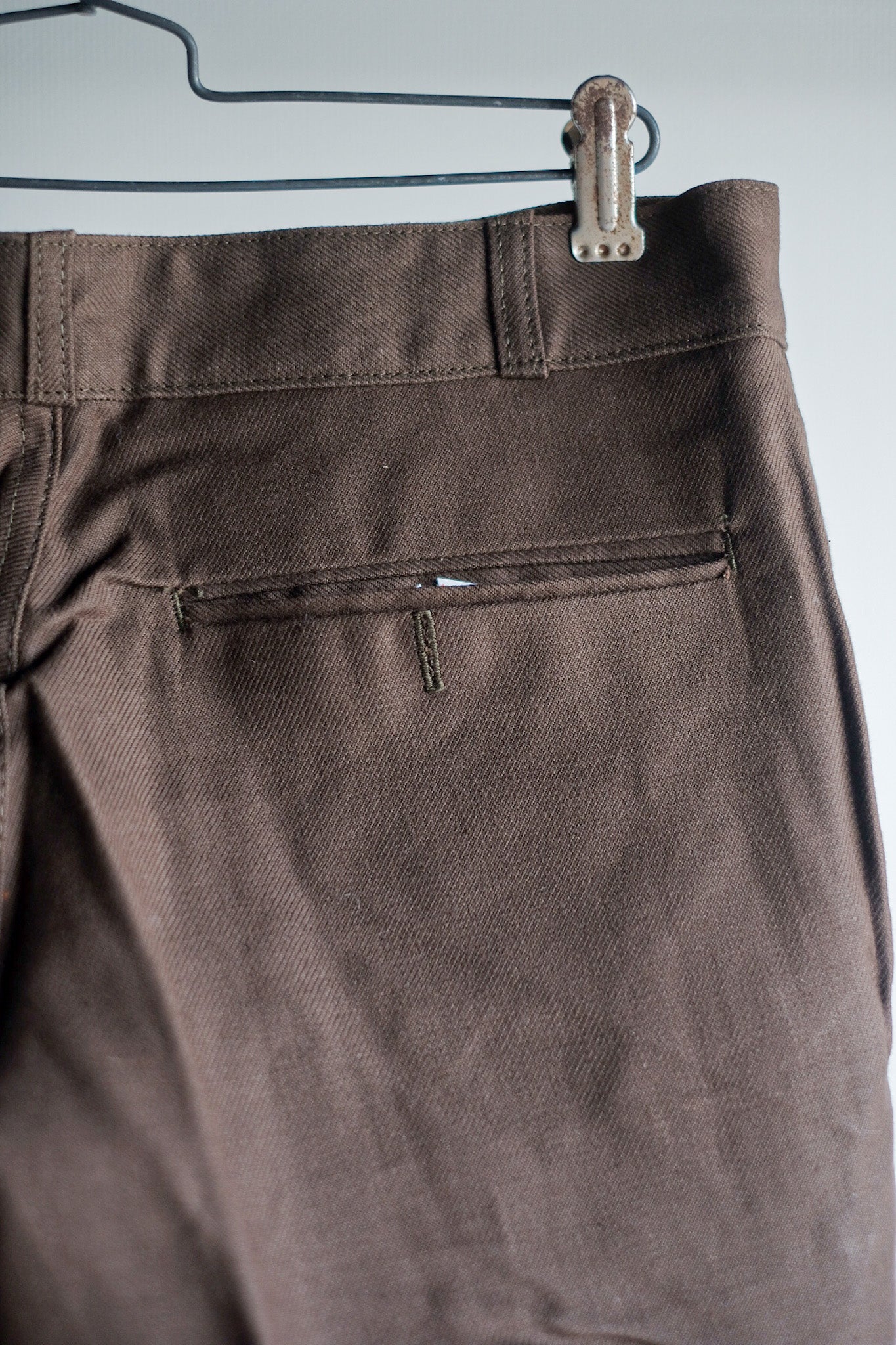 【~50's】French Vintage Brown Cotton Twill Work Pant "AUMOLINEL" "Dead Stock"