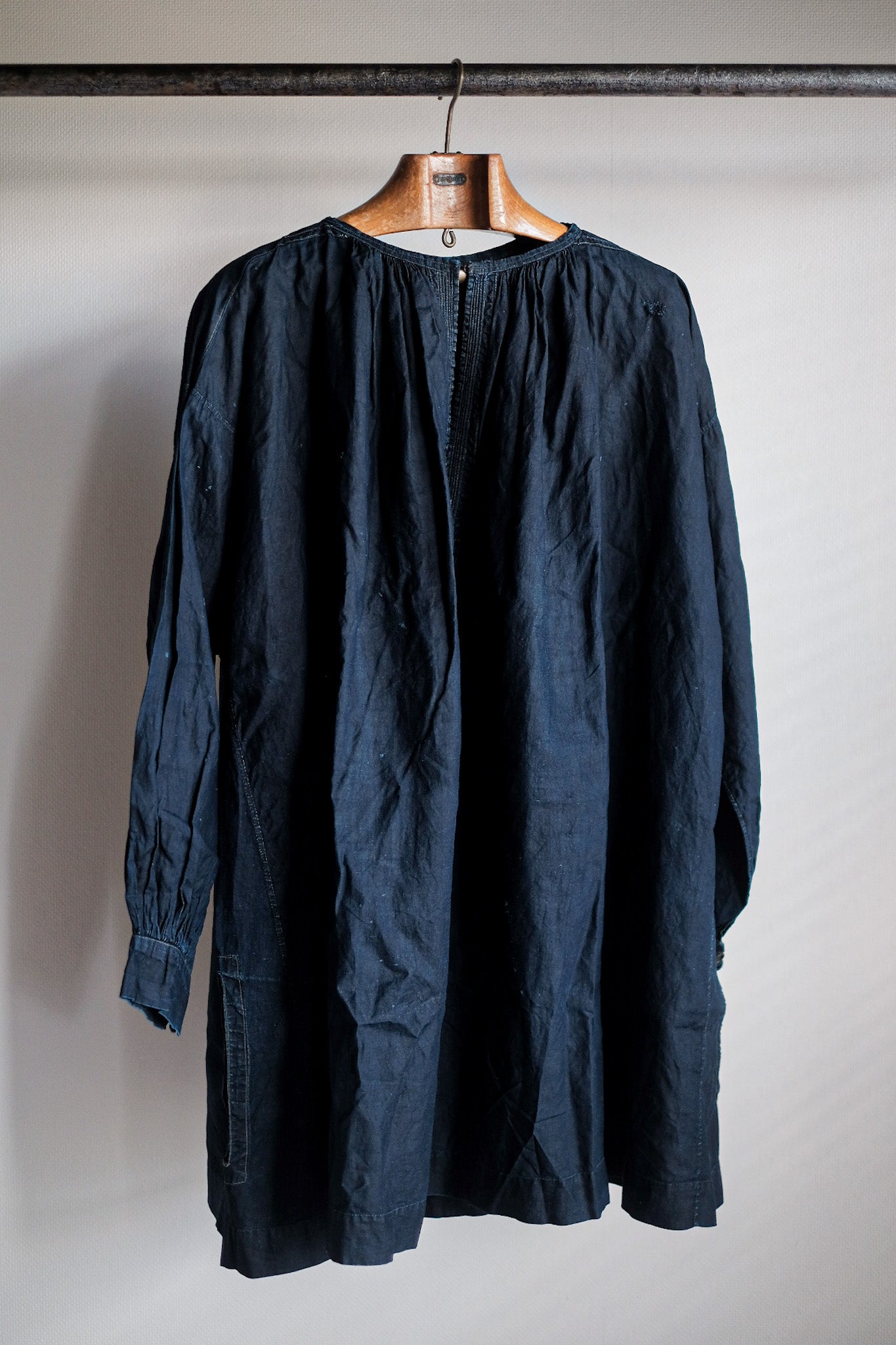 【Early 20th C】French Antique Indigo Linen Smock "Biaude"