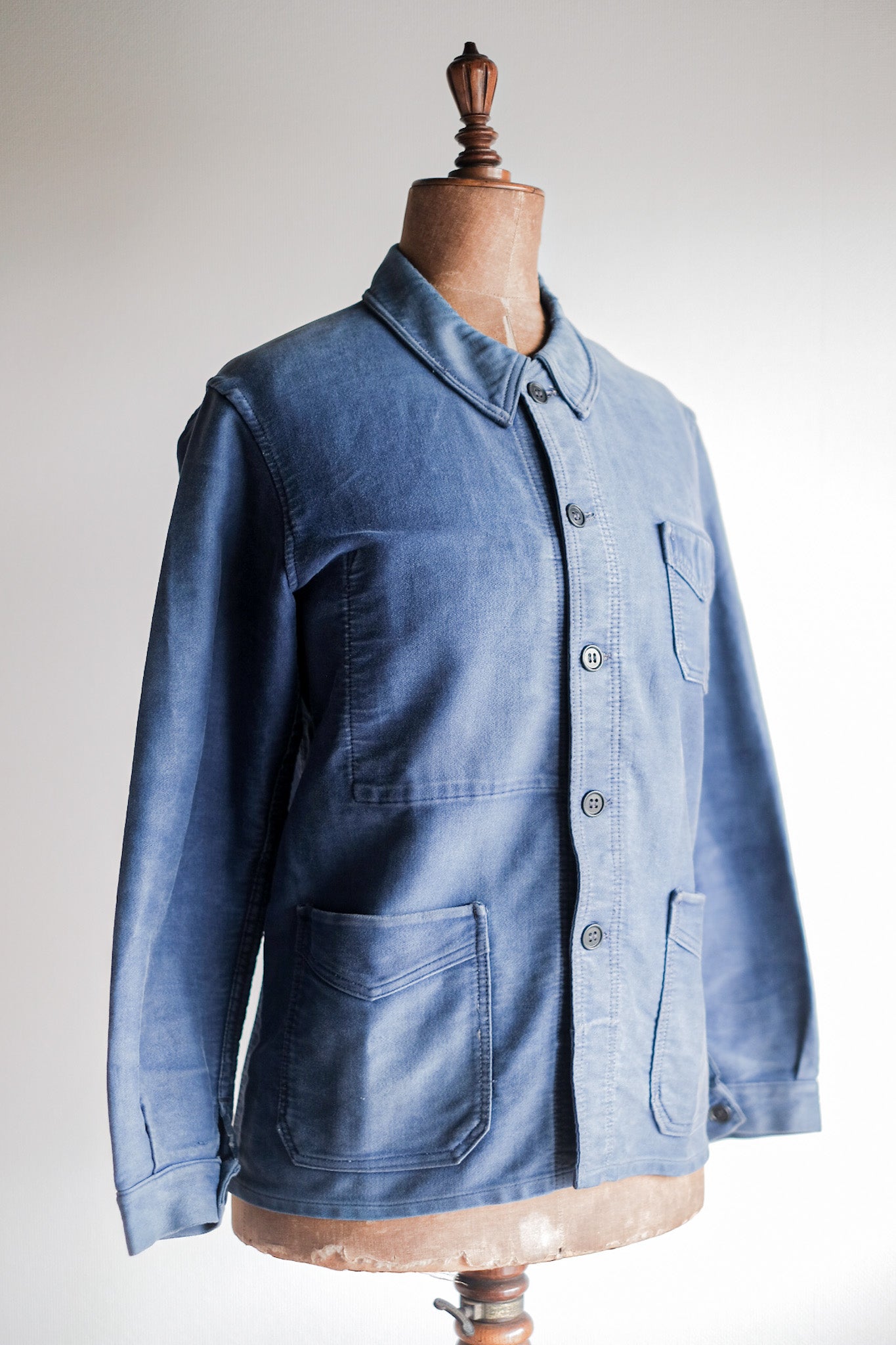 【~40's】French Vintage Blue Moleskin Work Jacket