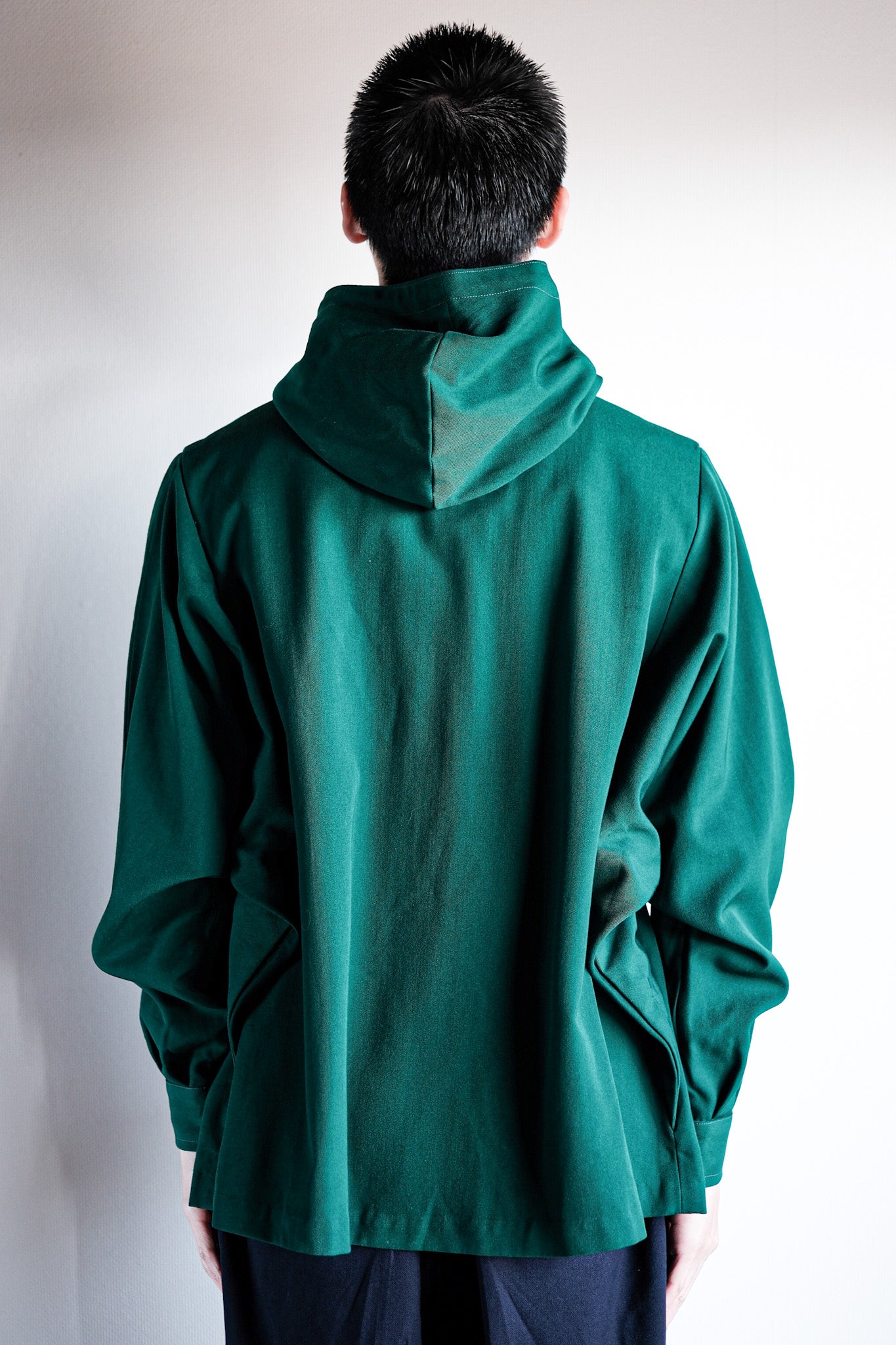 【~50's】French Vintage Green Wool Rayon Hooded Jacket "Dead Stock"