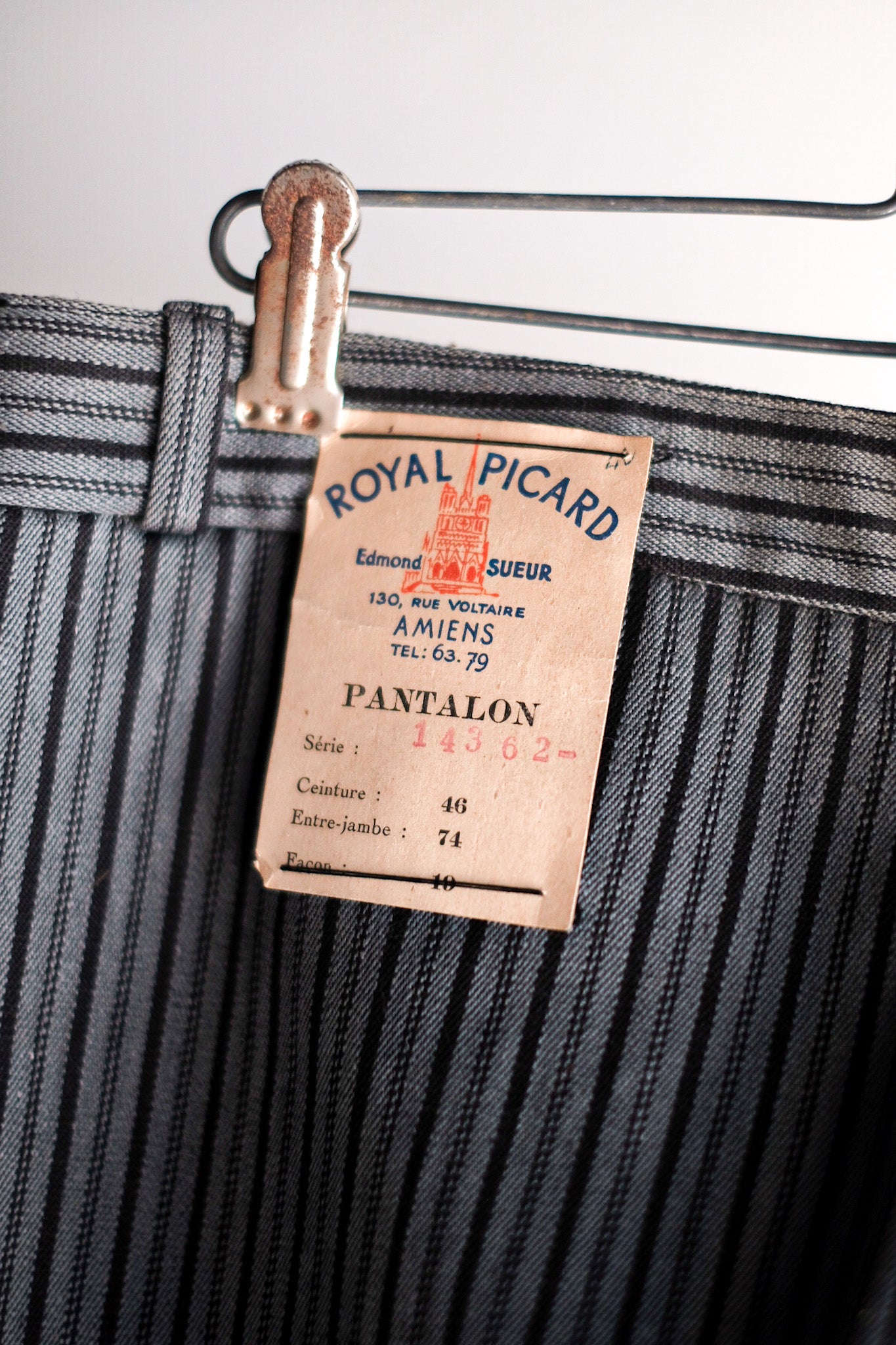 【~40's】French Vintage Cotton Striped Work Pants "Dead Stock"