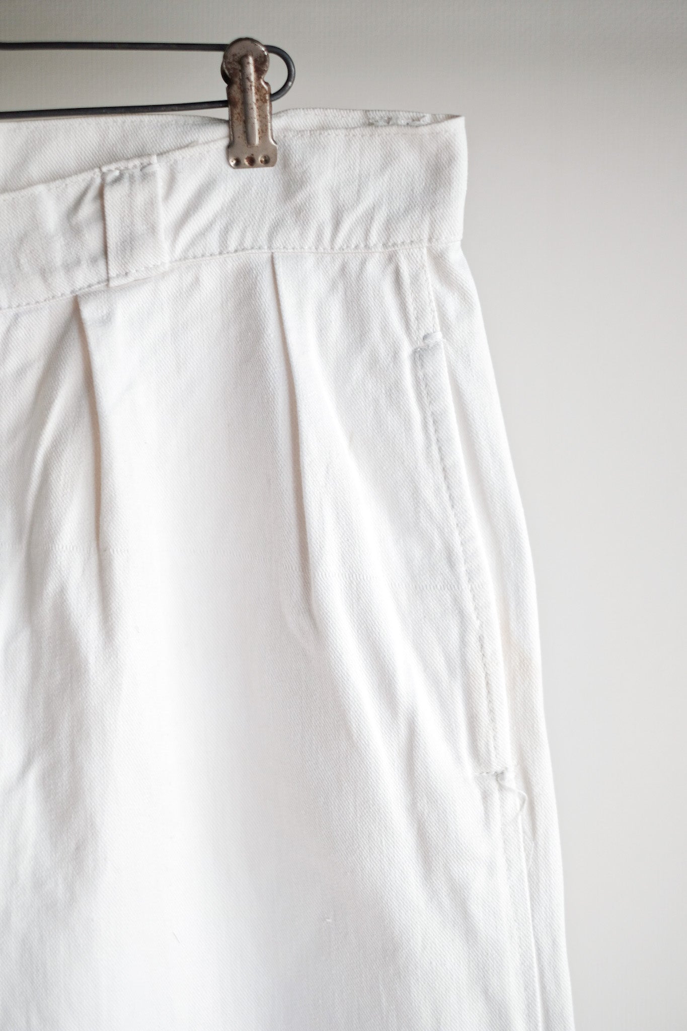 【~50's】French Army White Cotton Trousers Size. 84