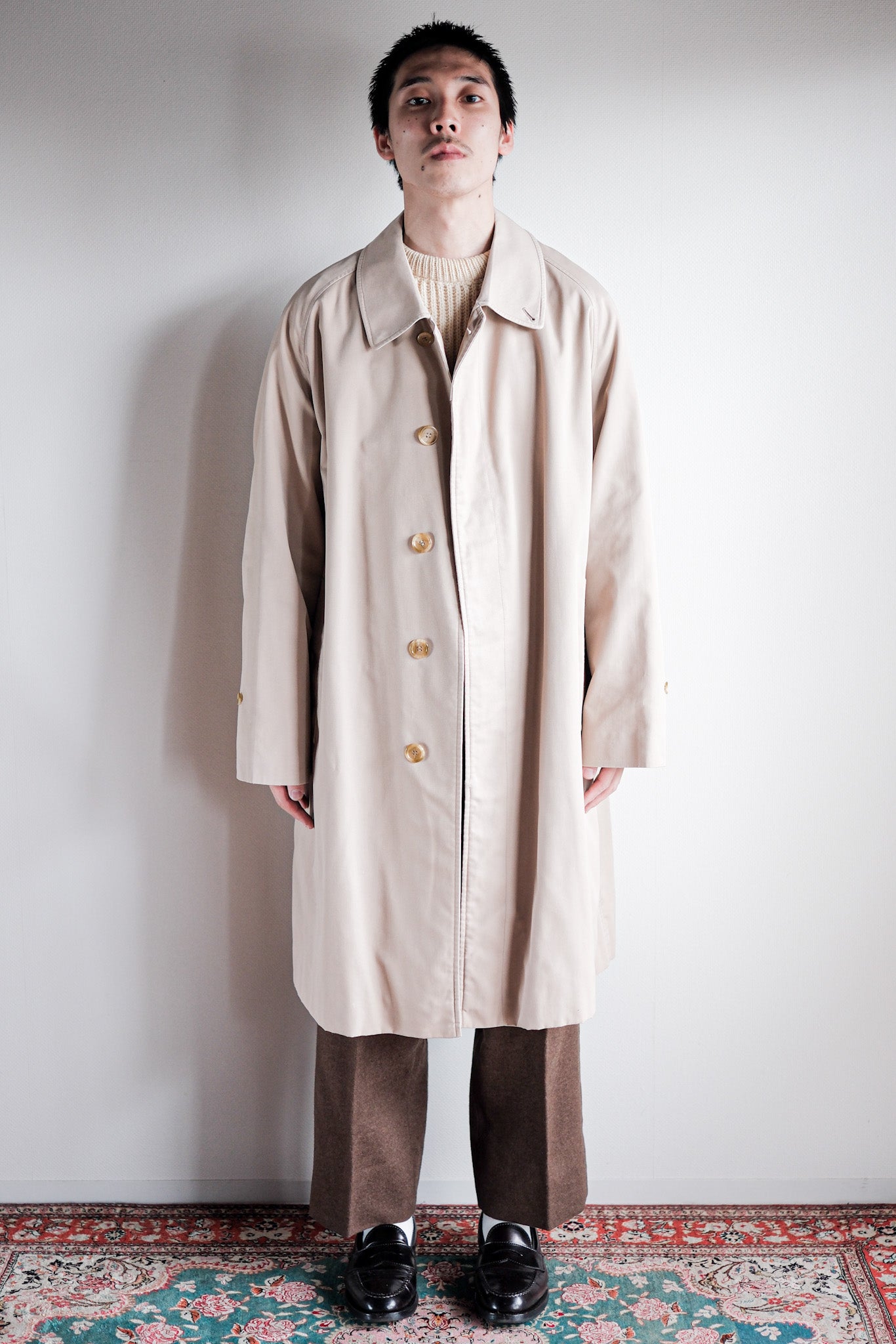 【~80's】Vintage Burberry's Single Raglan Balmacaan Coat