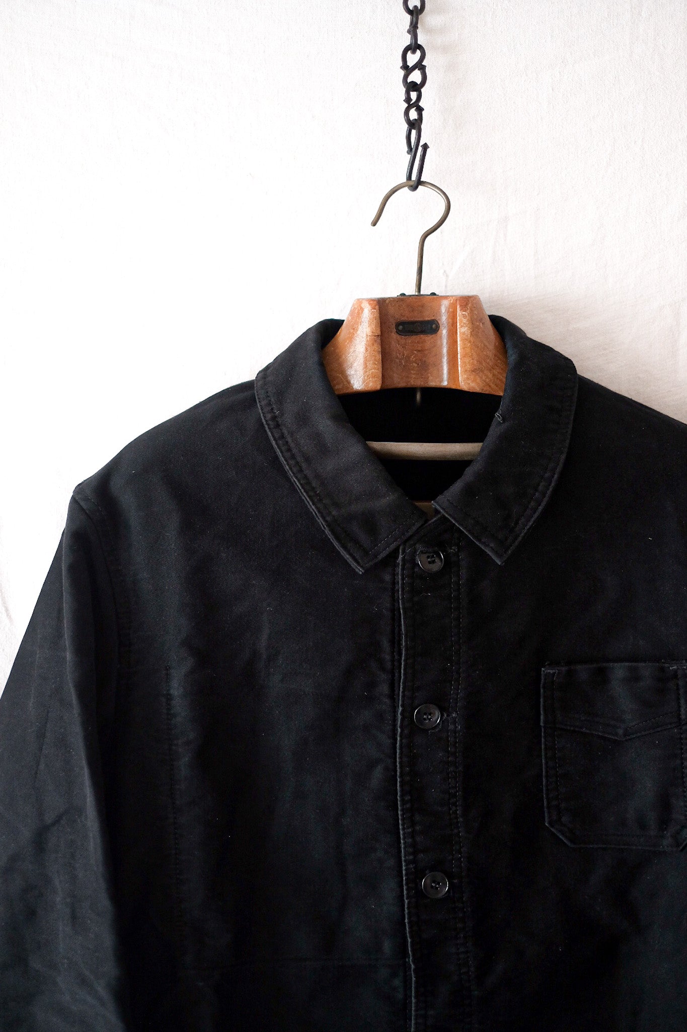【~40's】French Vintage Black Moleskin Work Jacket