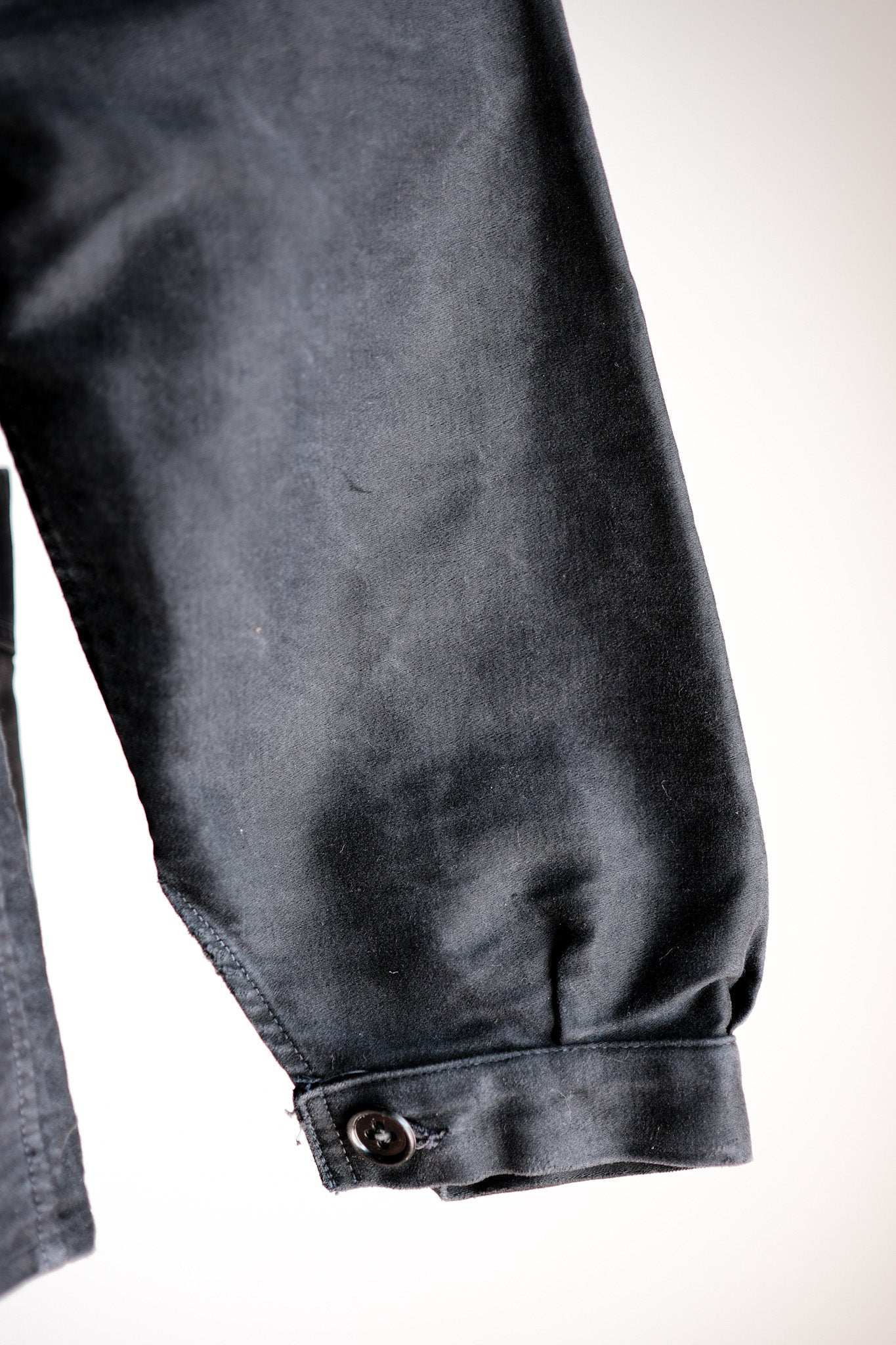 【~40's】French Vintage Black Moleskin Work Jacket "Le Mont St. Michel"