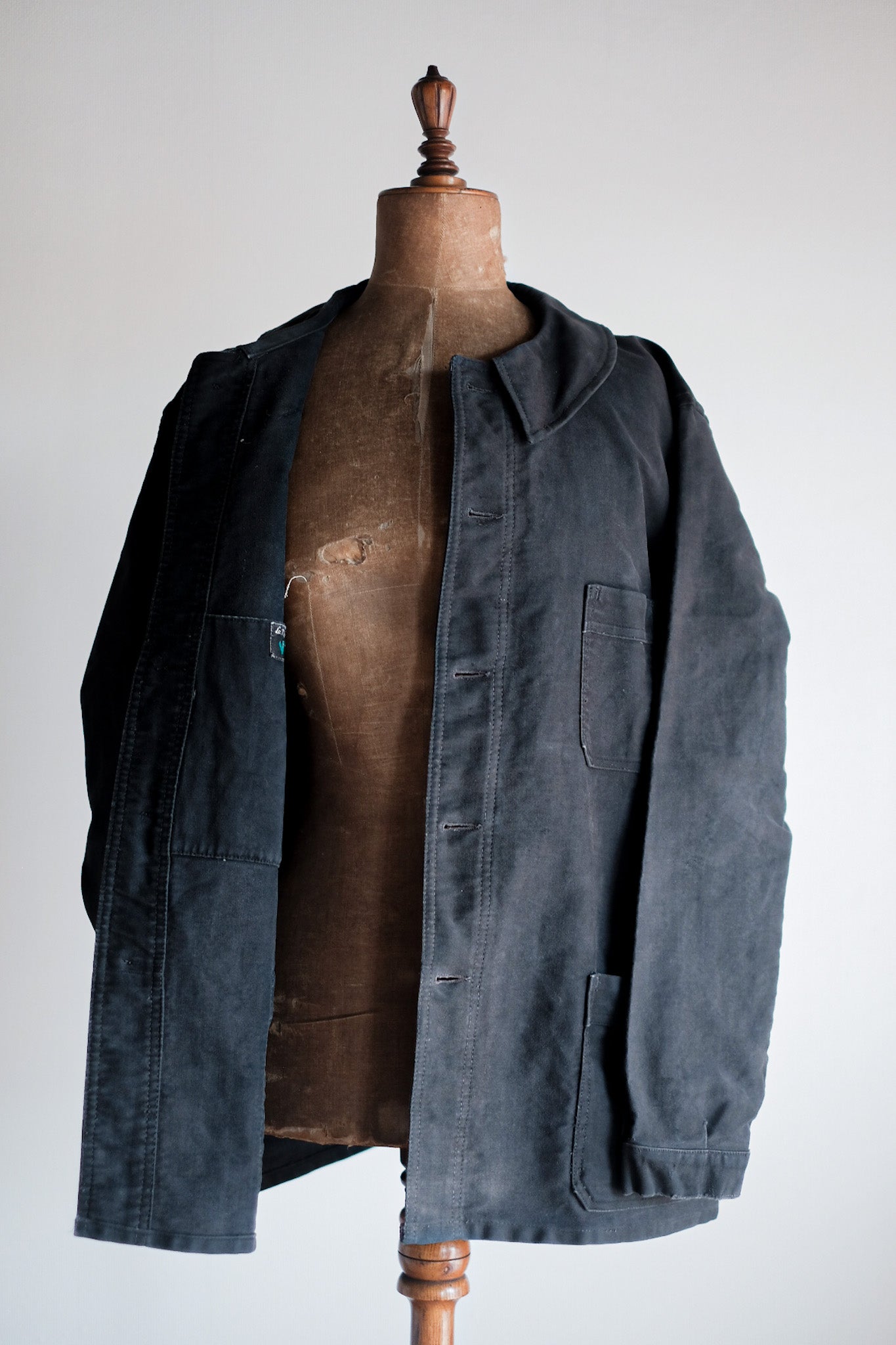 【~50's】French Vintage Black Moleskin Work Jacket