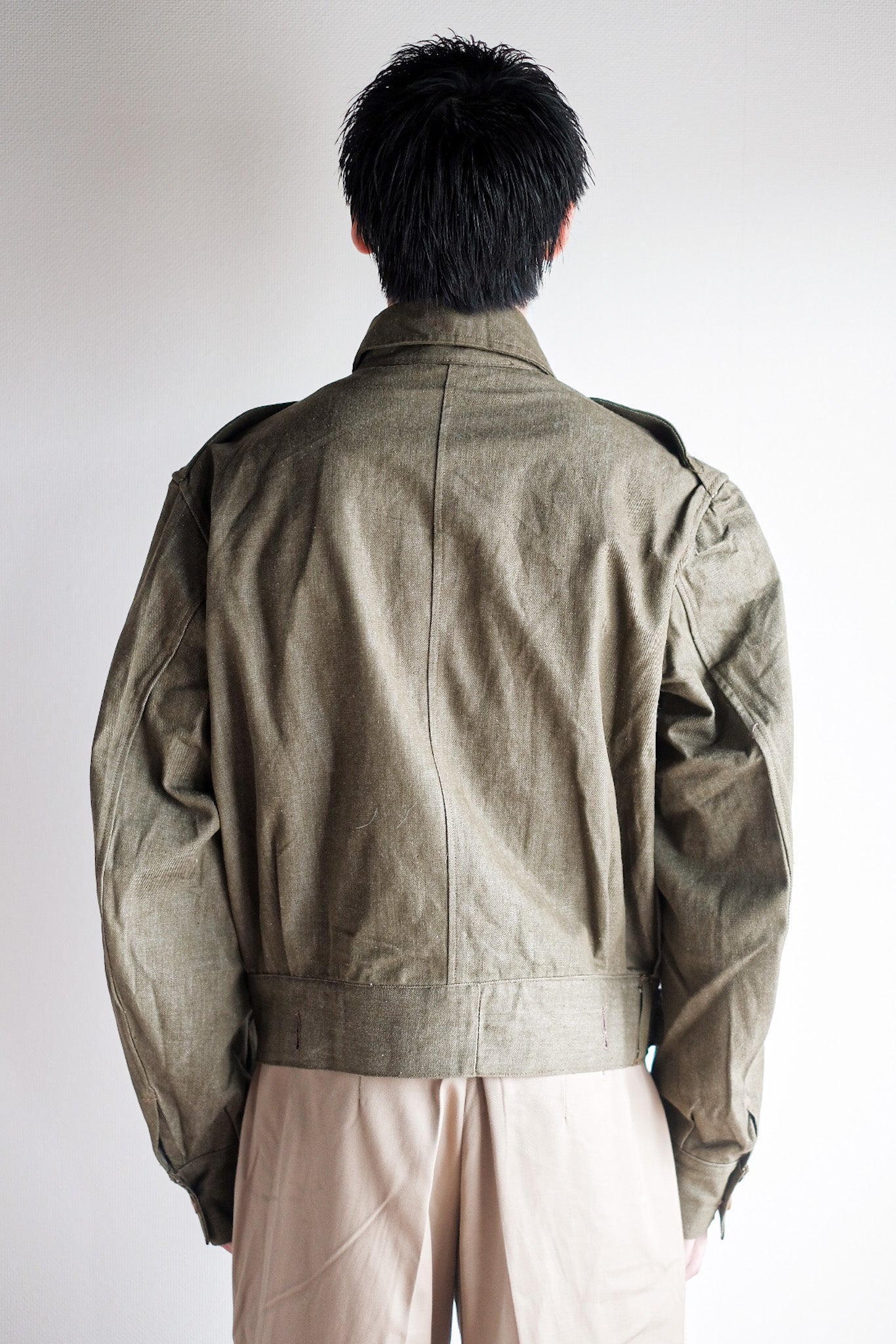 【~50's】British Army Green Denim Battle Dress Jacket Size.7 "Dead Stock"