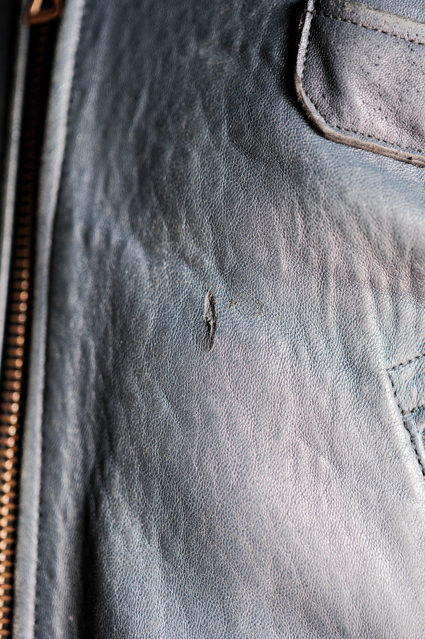【~70's】French Air Force Pilot Leather Jacket Size.92C