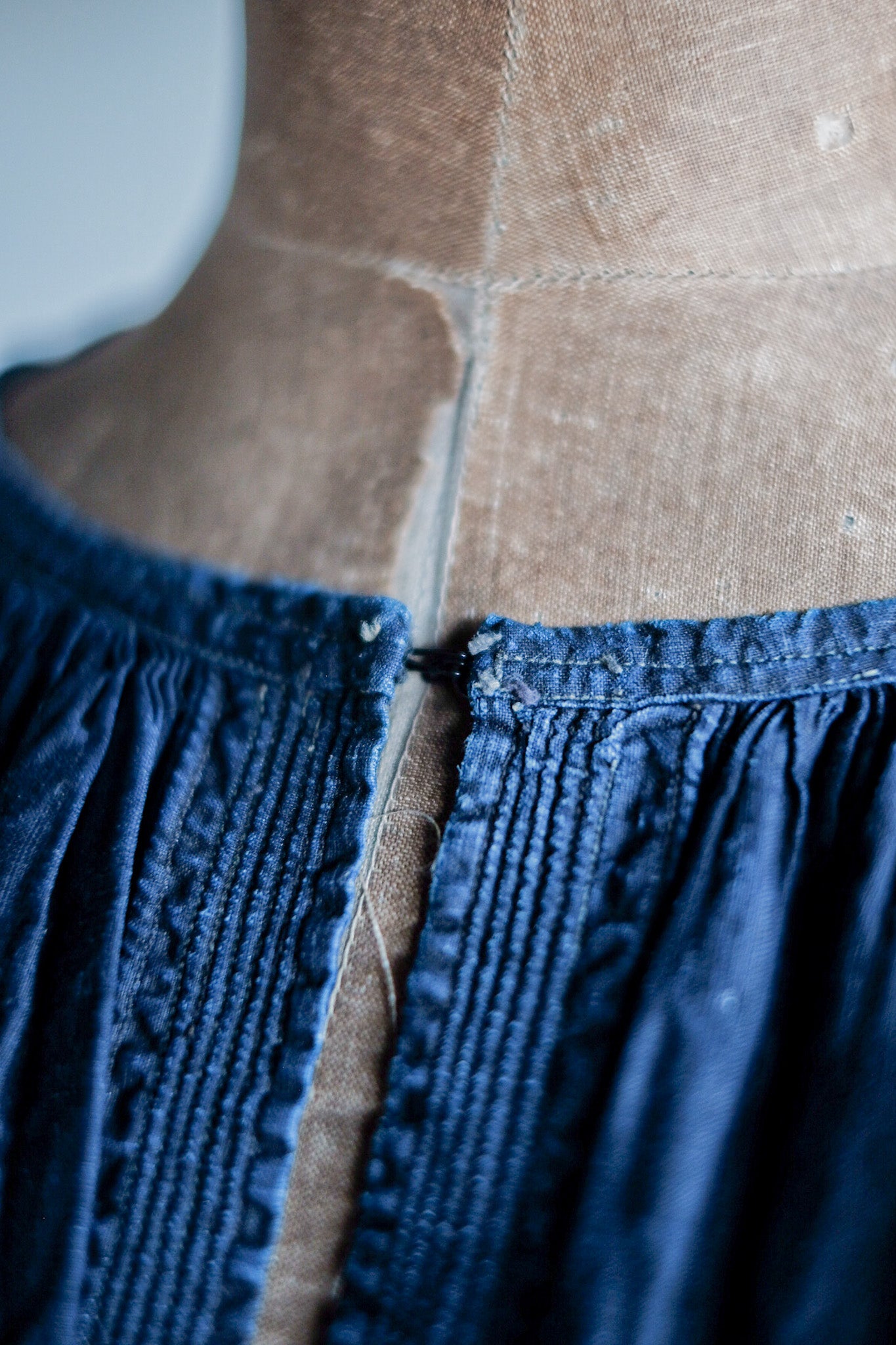 【Early 20th C】French Antique Indigo Linen Smock "Biaude"