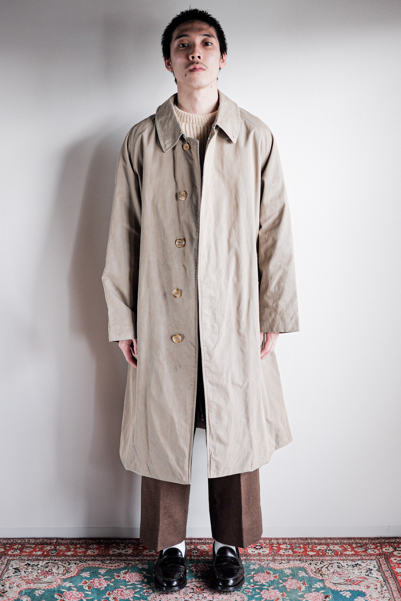 【~80's】Vintage Burberry's Single Raglan Balmacaan Coat C100 Size.48REG