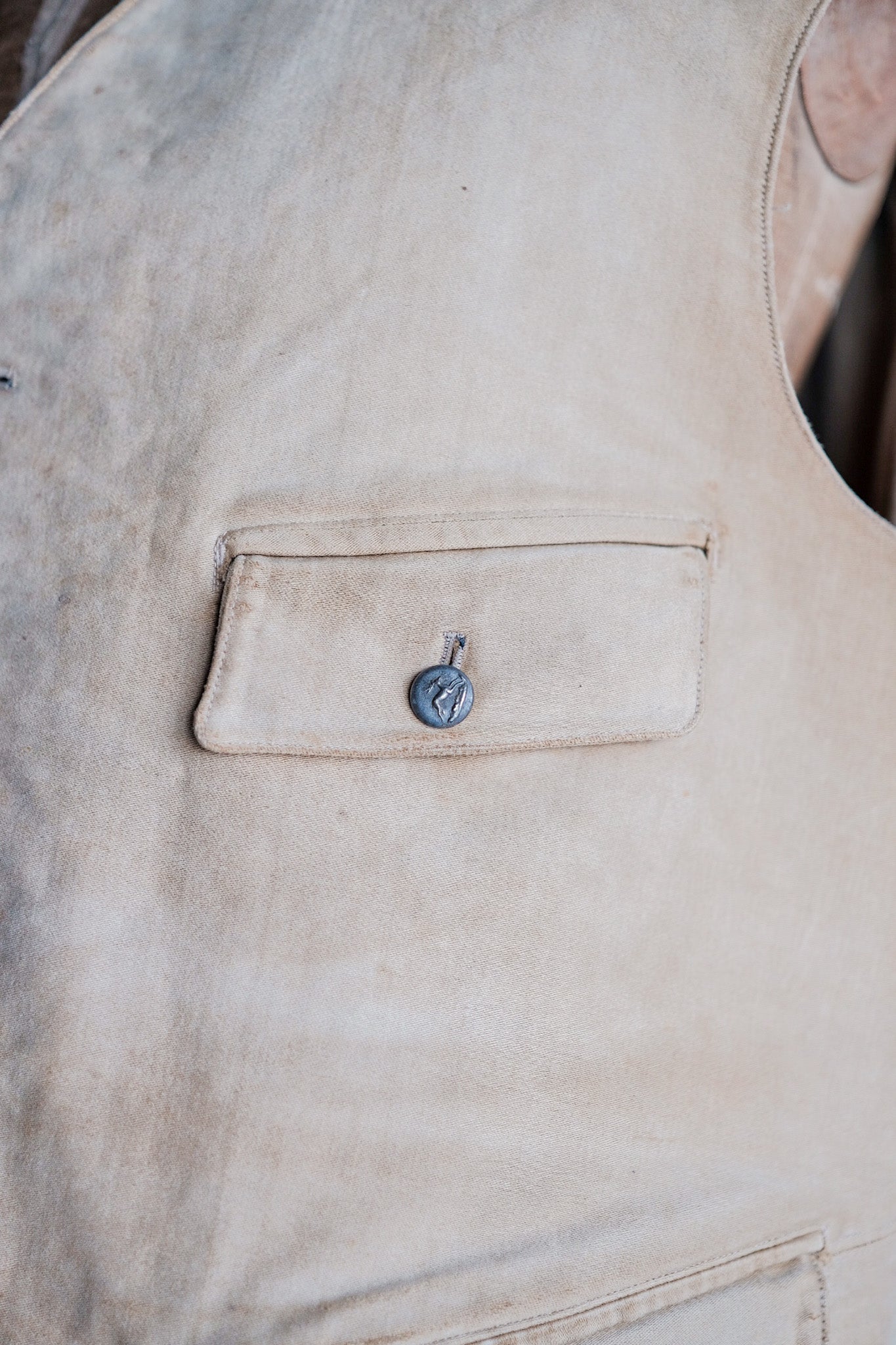 【~30's】French Vintage Moleskin Hunting Gilet