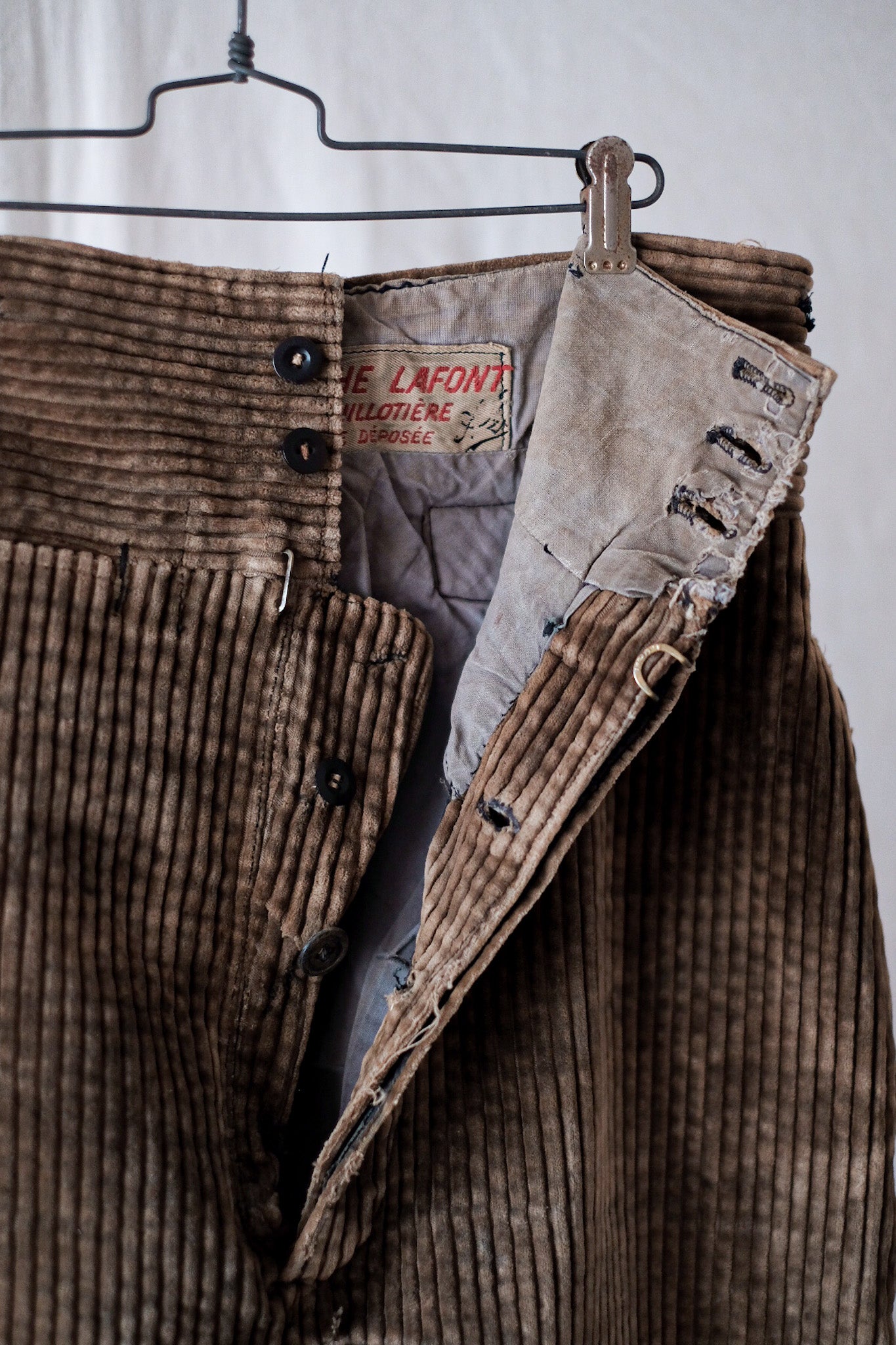 【~30's】French Vintage Brown Corduroy Work Pants "Adolphe Lafont"