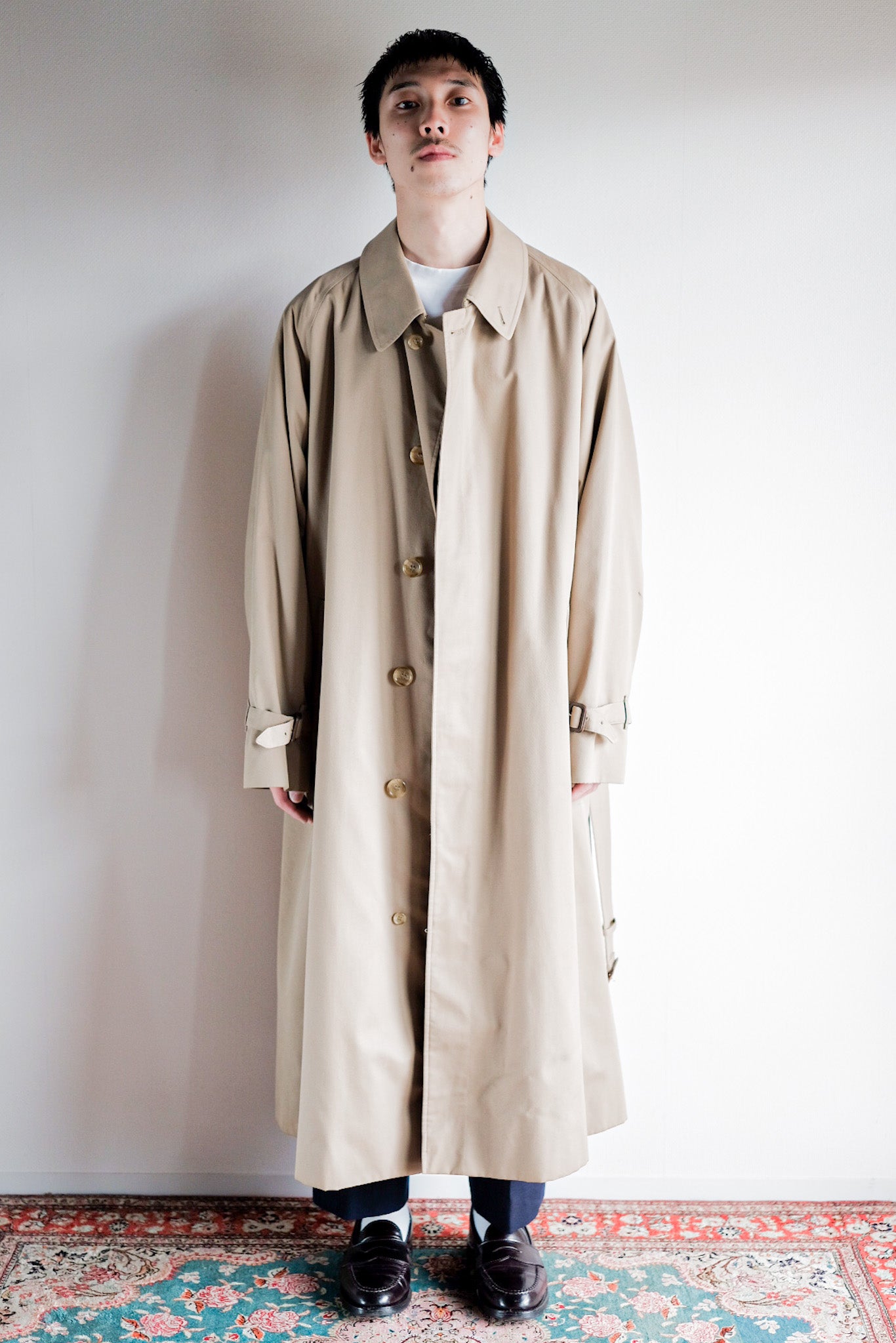 【~80's】Vintage Burberry's Single Raglan Rider Coat Size.52RL