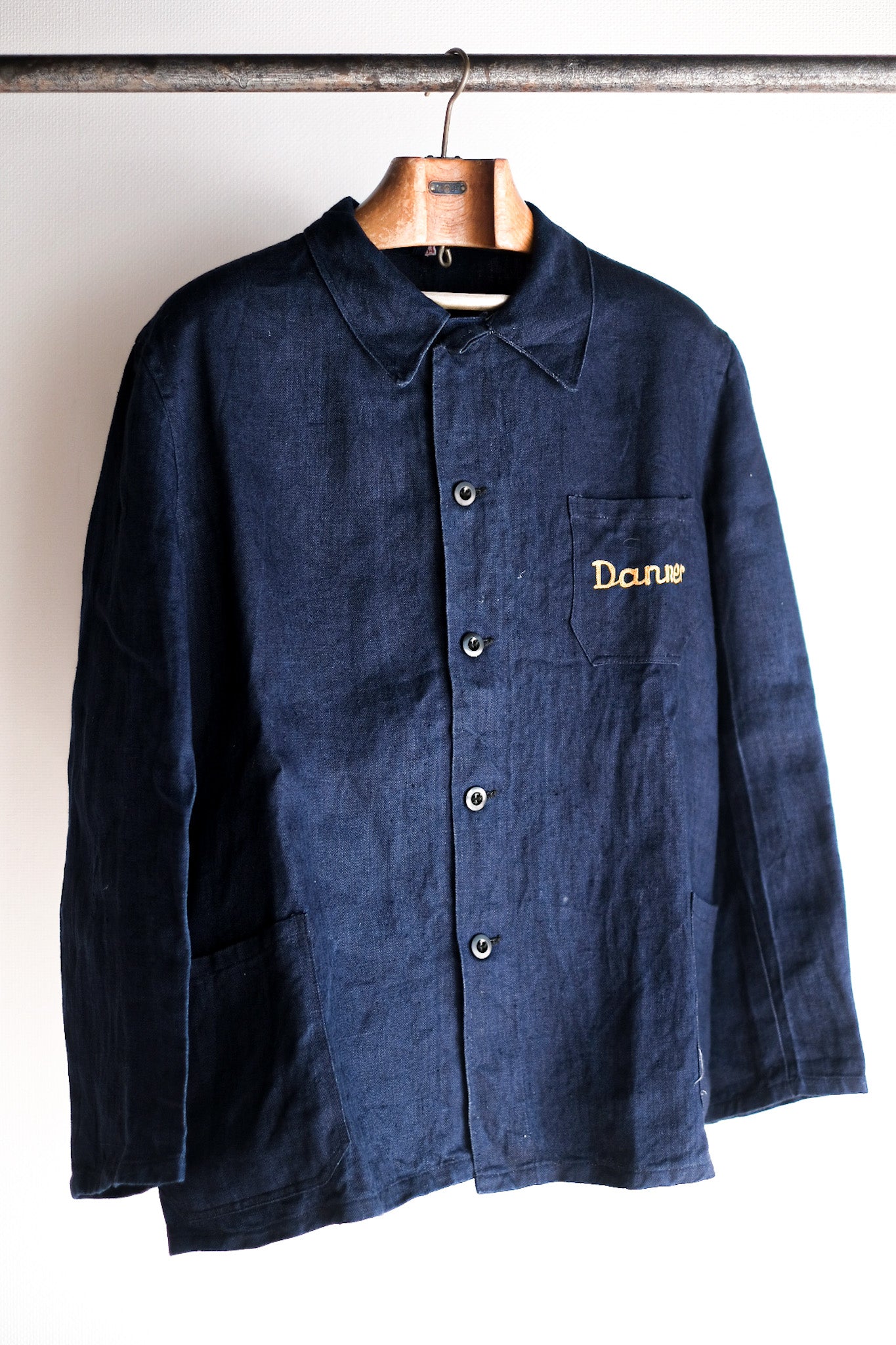 【~40's】French Vintage Indigo HBT Linen Work Jacket