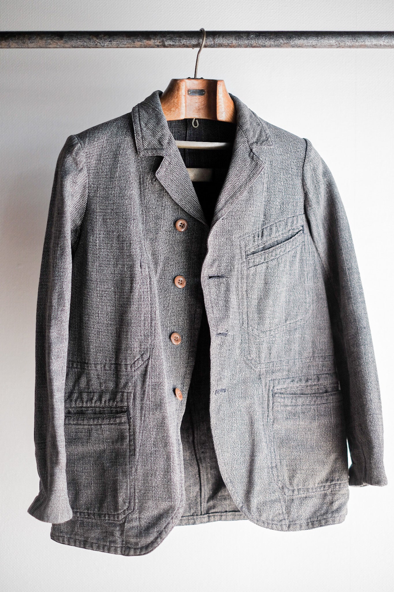 【~30's】French Vintage Cotton Checked Sack Jacket