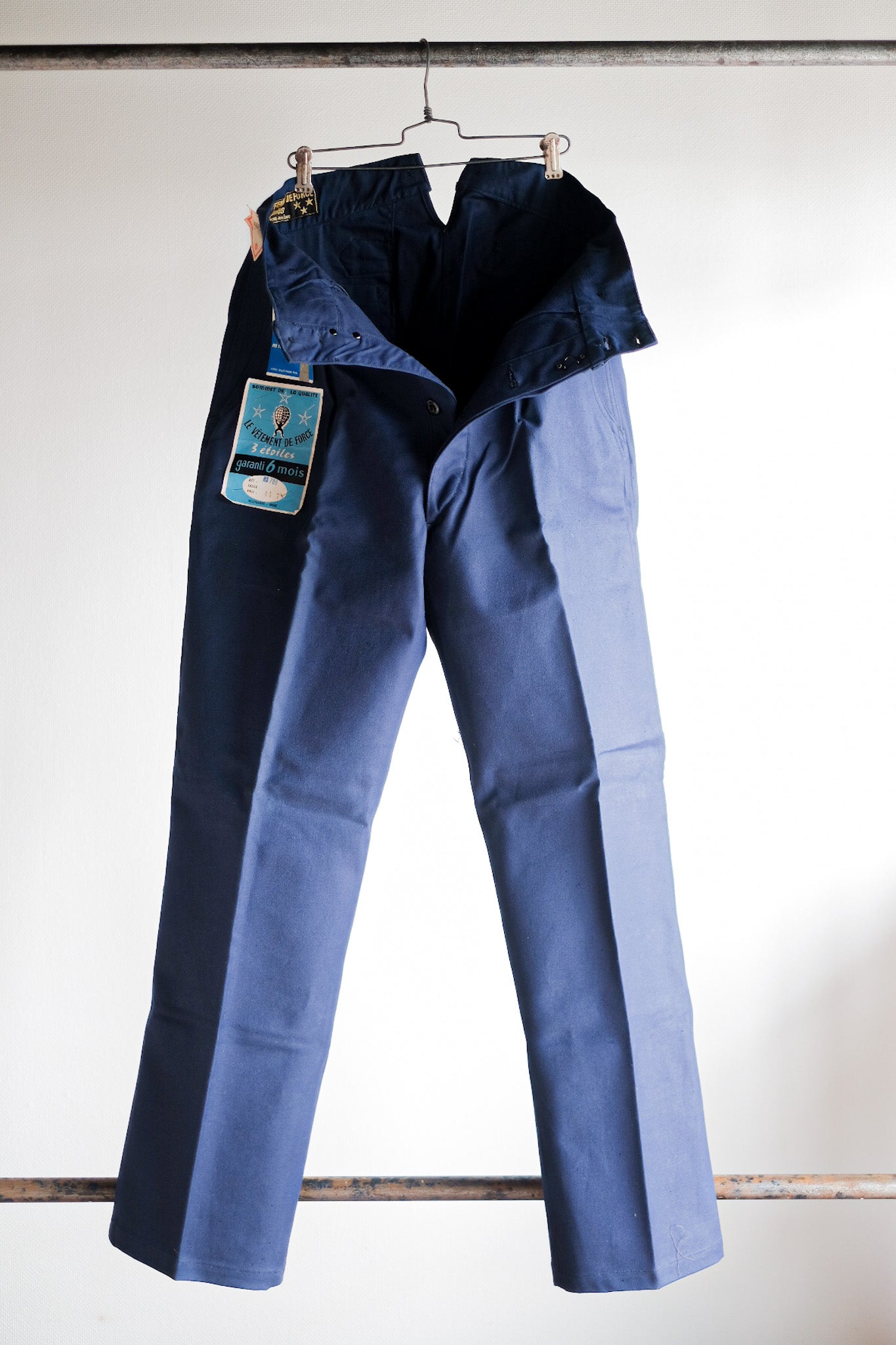 【~40's】French Vintage Blue Cotton Twill Work Pants "Dead Stock"