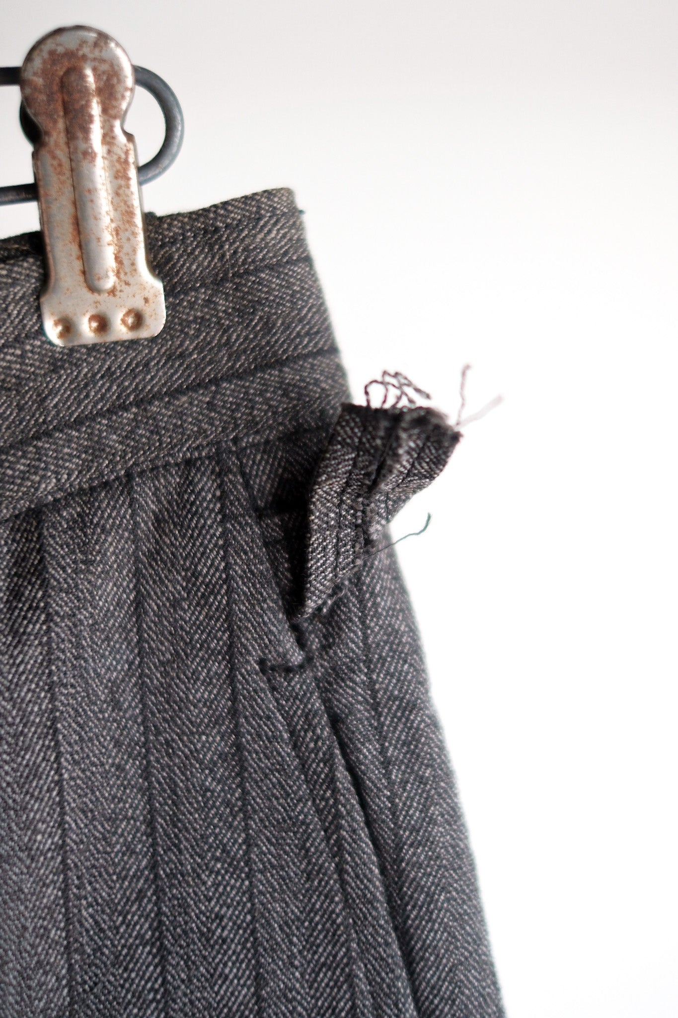 【~40's】French Vintage Salt & Pepper Cotton Striped Work Pants "Dead Stock"