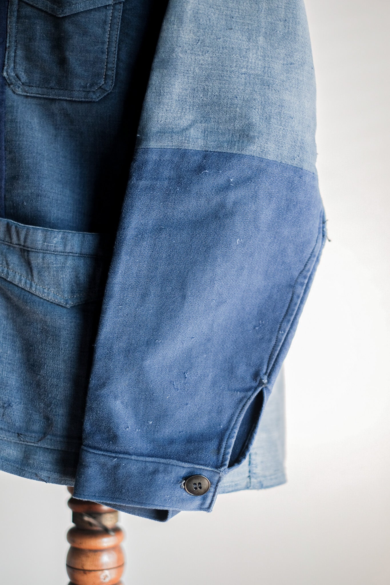 【~40's】French Vintage Blue Moleskin Work Jacket "Le Mont St. Michel"