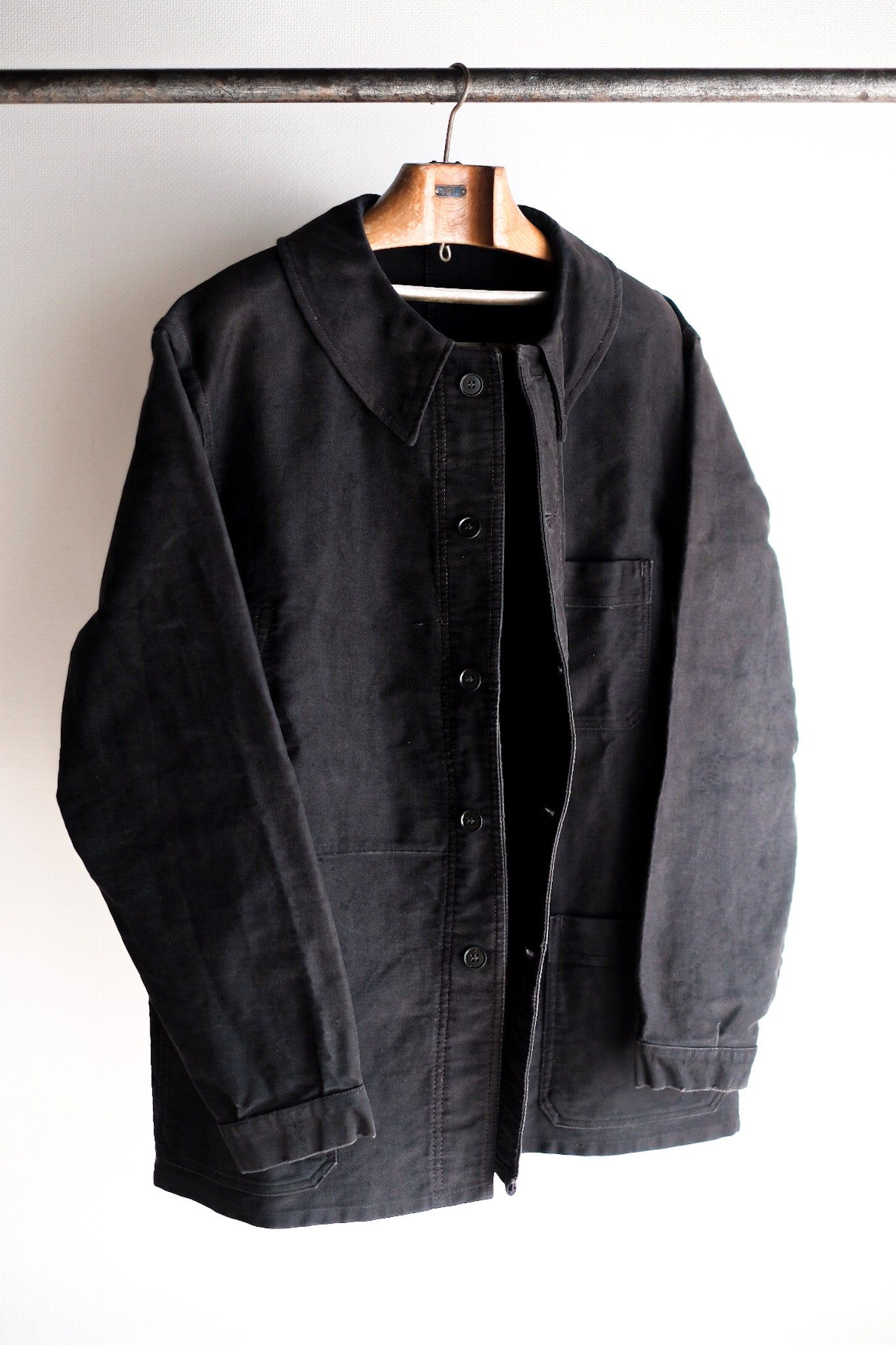 【~50's】French Vintage Black Moleskin Work Jacket