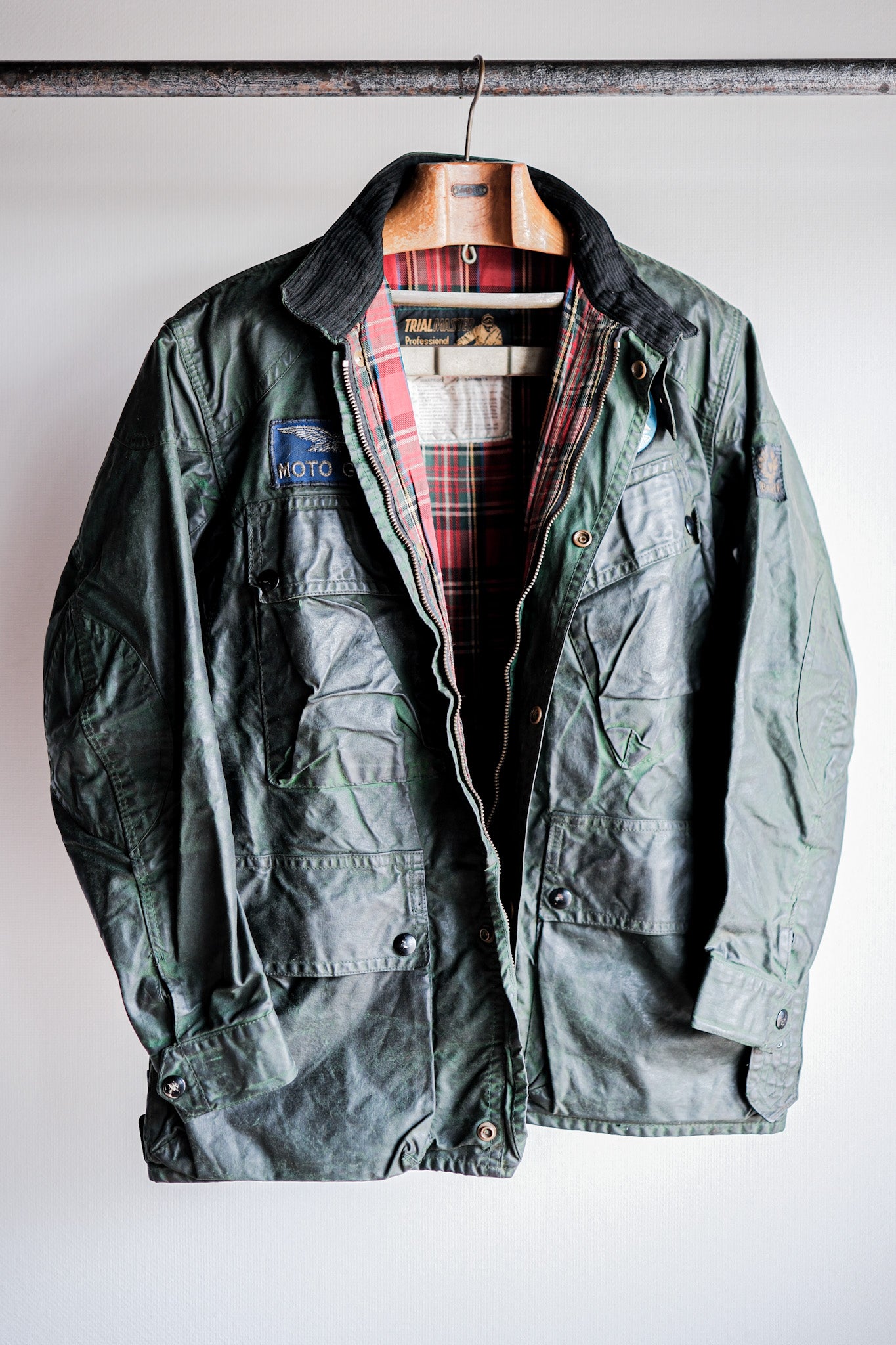 【~60's】Vintage Belstaff Green Waxed Jacket With Patches Size.36 “TRIALMASTER"